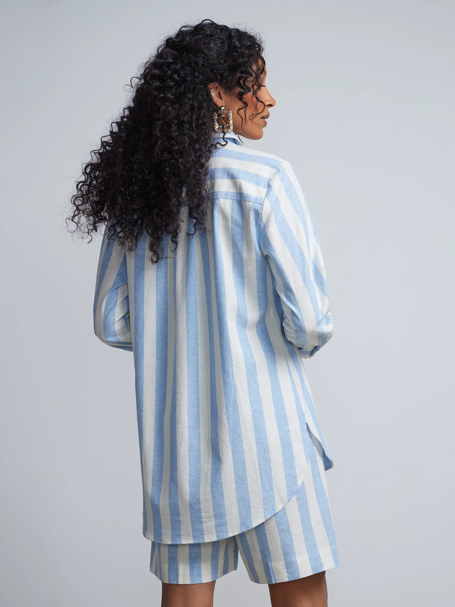 Linen-Blend Striped Boyfriend Button-Front - NY&C Madison Shirt® - Image 3
