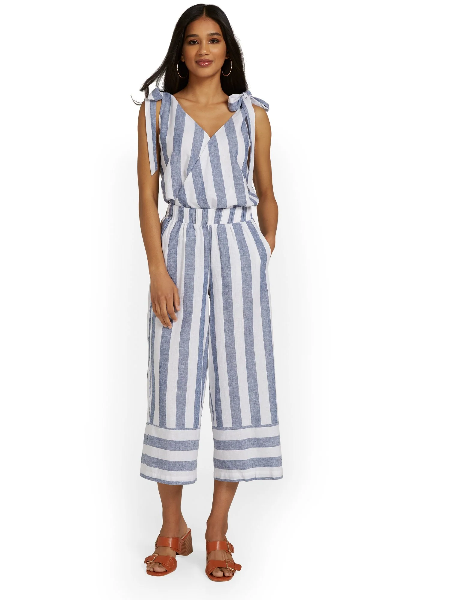 Linen-Blend Striped Capri Pant - Image 4
