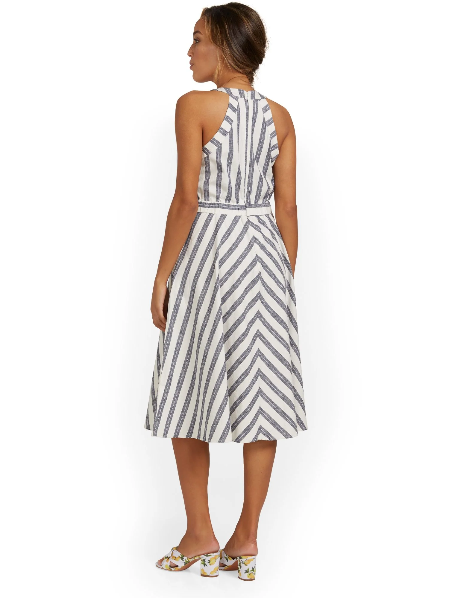 Linen-Blend Striped Halterneck Dress - Image 3