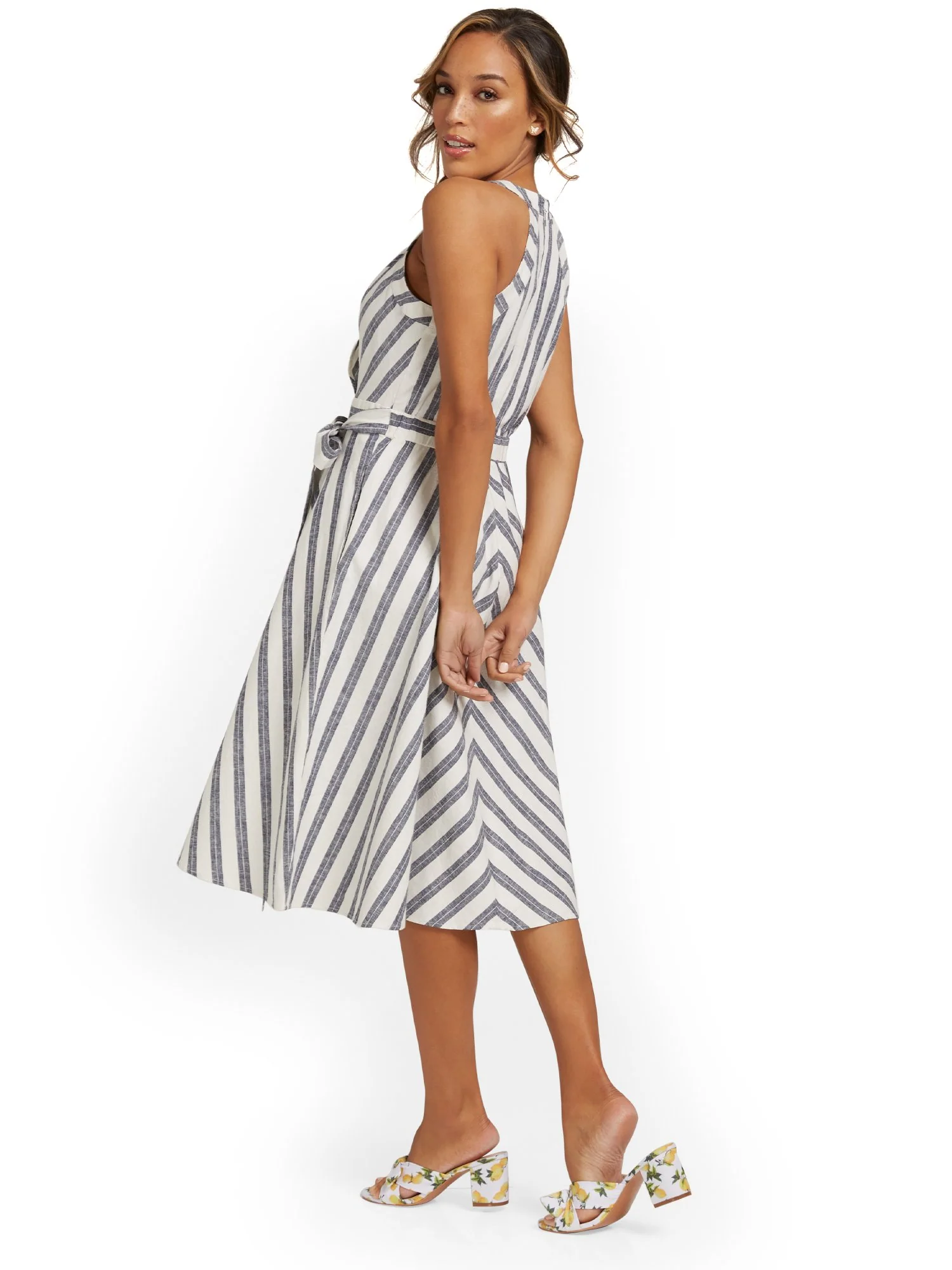 Linen-Blend Striped Halterneck Dress - Image 5