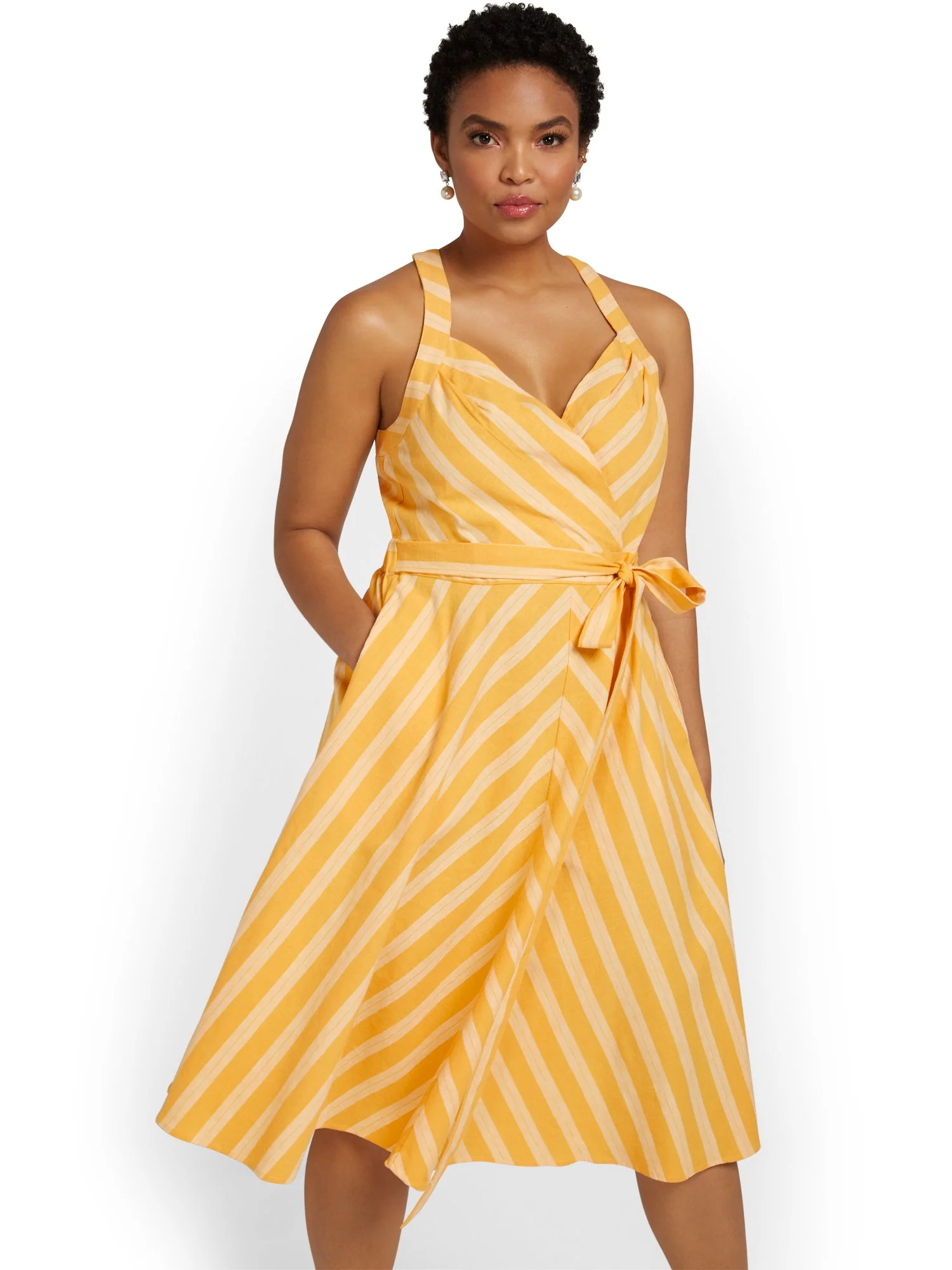 Linen-Blend Striped Halterneck Dress - Image 7