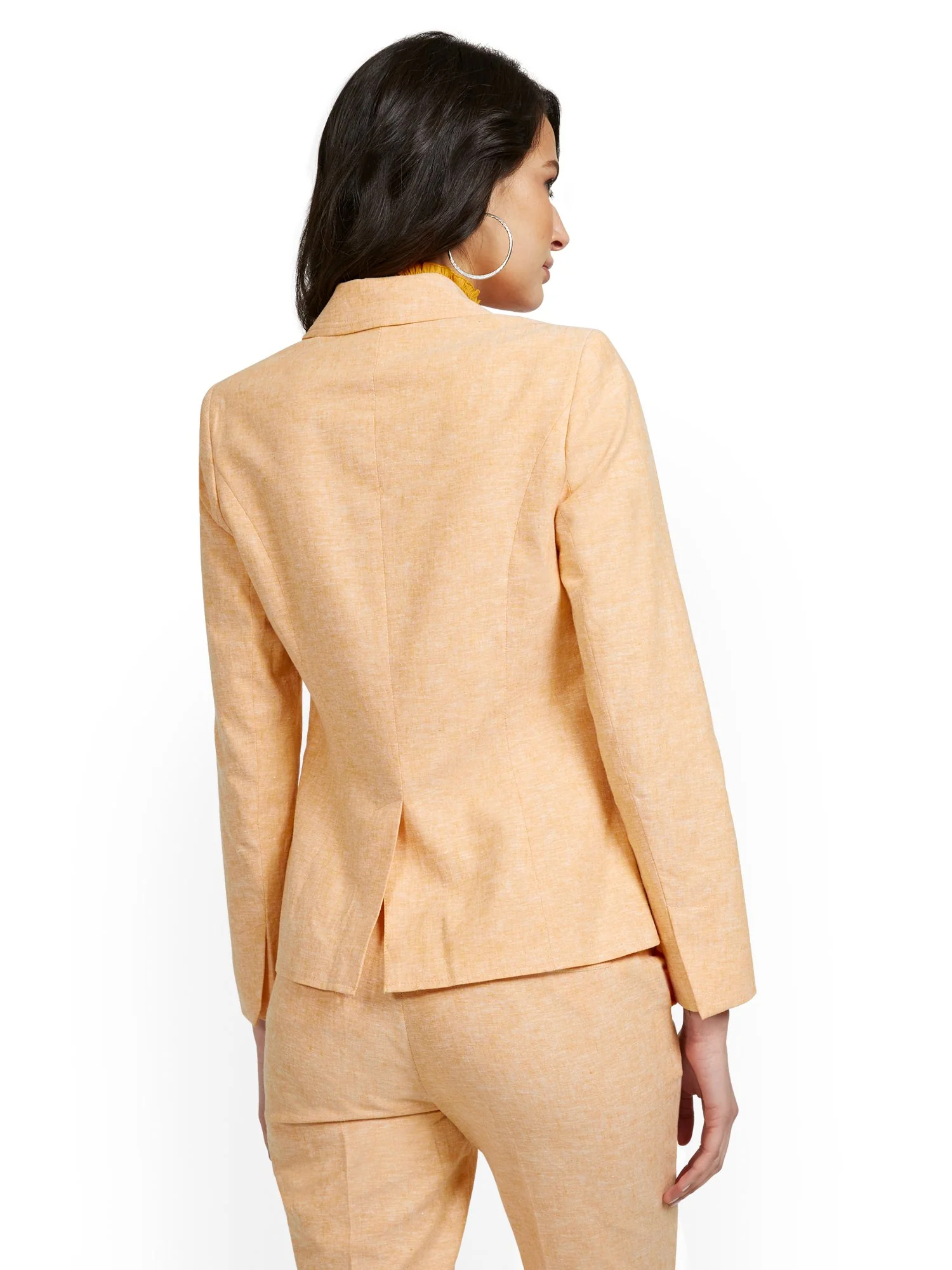 Linen-Blend Tab-Front Button Blazer - Image 6