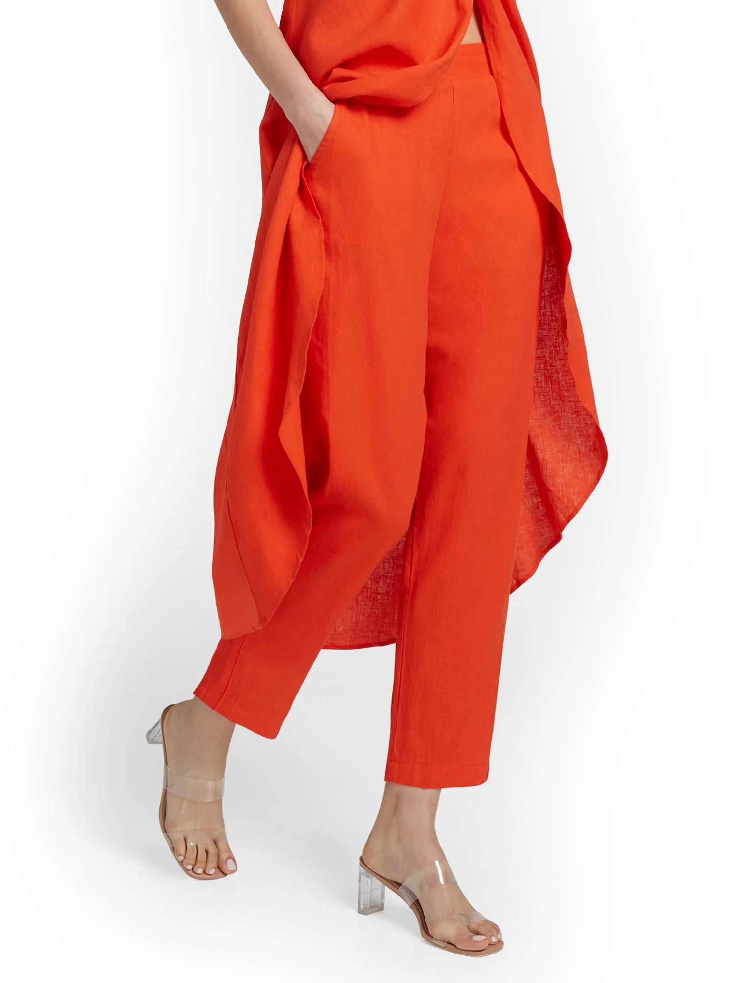 Linen-Blend Tapered Ankle Pant