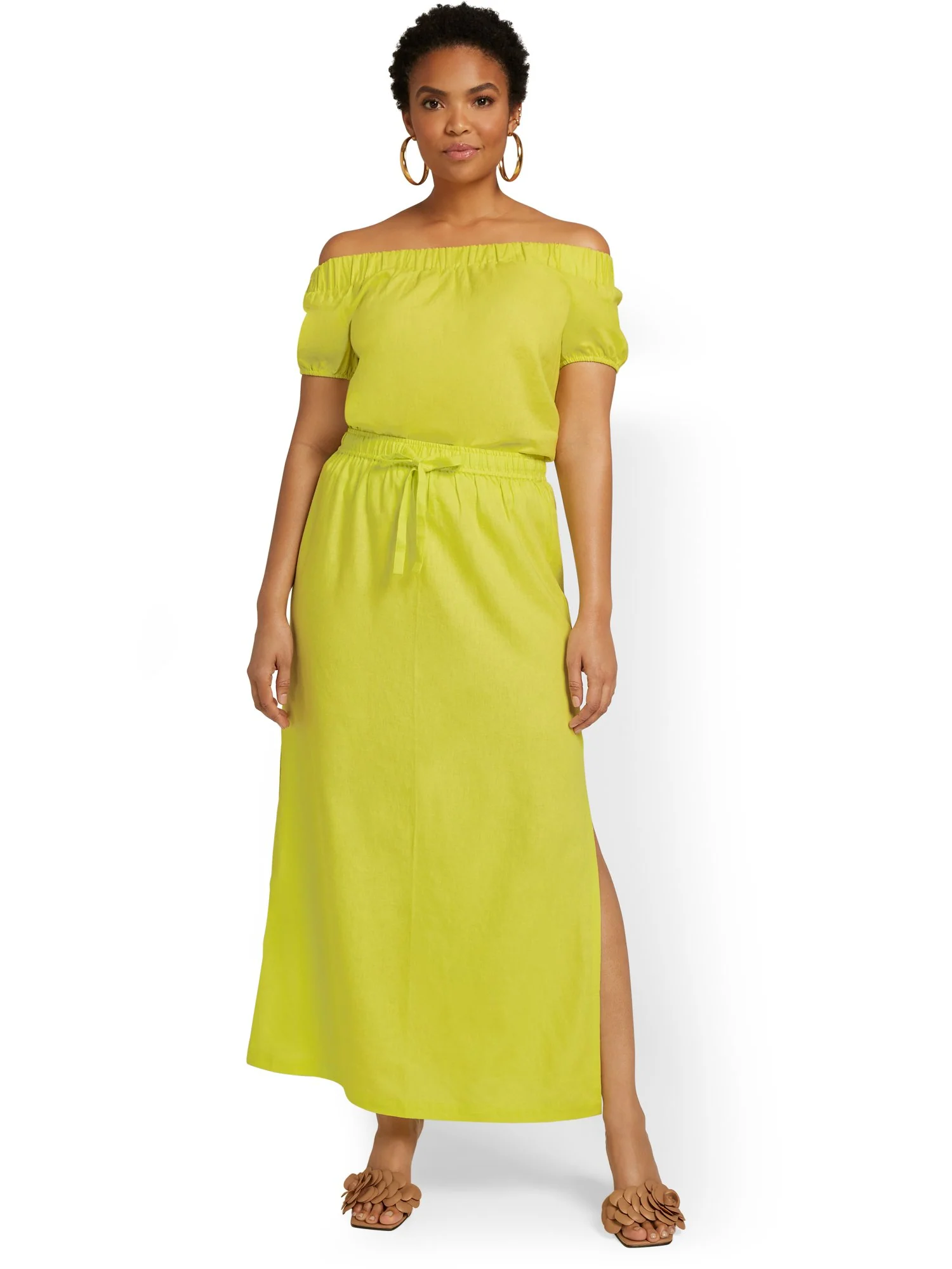 Linen-Blend Tie-Waist Maxi Skirt - Image 4