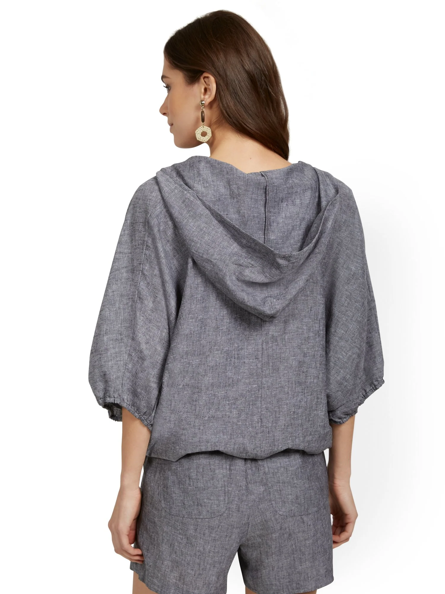 Linen-Blend Wrap Hoodie - Image 6