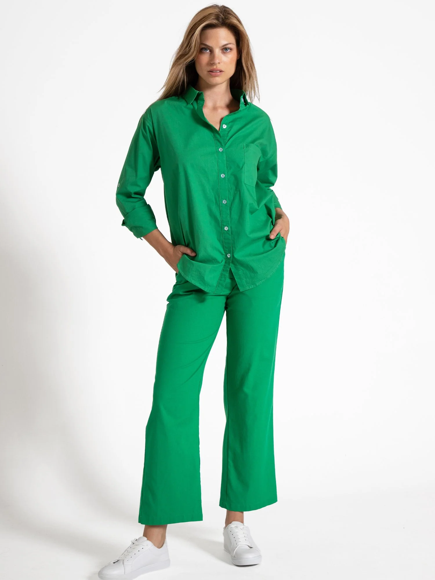Linen Pleated Wide Leg Trouser - Crescent - Image 3
