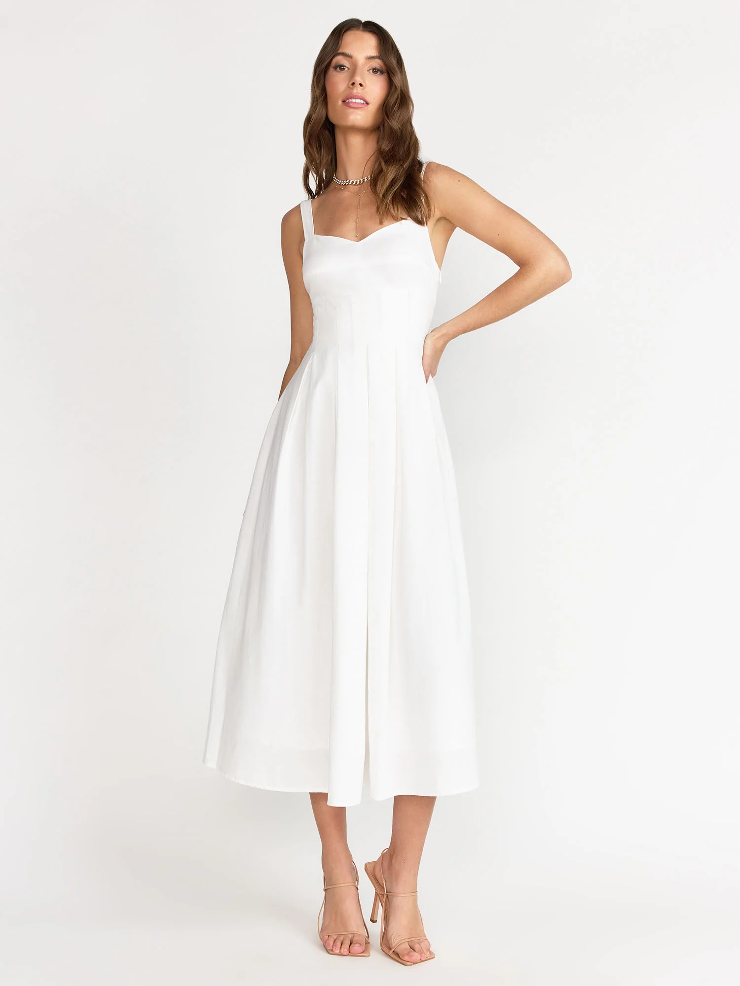 Linen Sleeveless Corset Midi Dress - Crescent