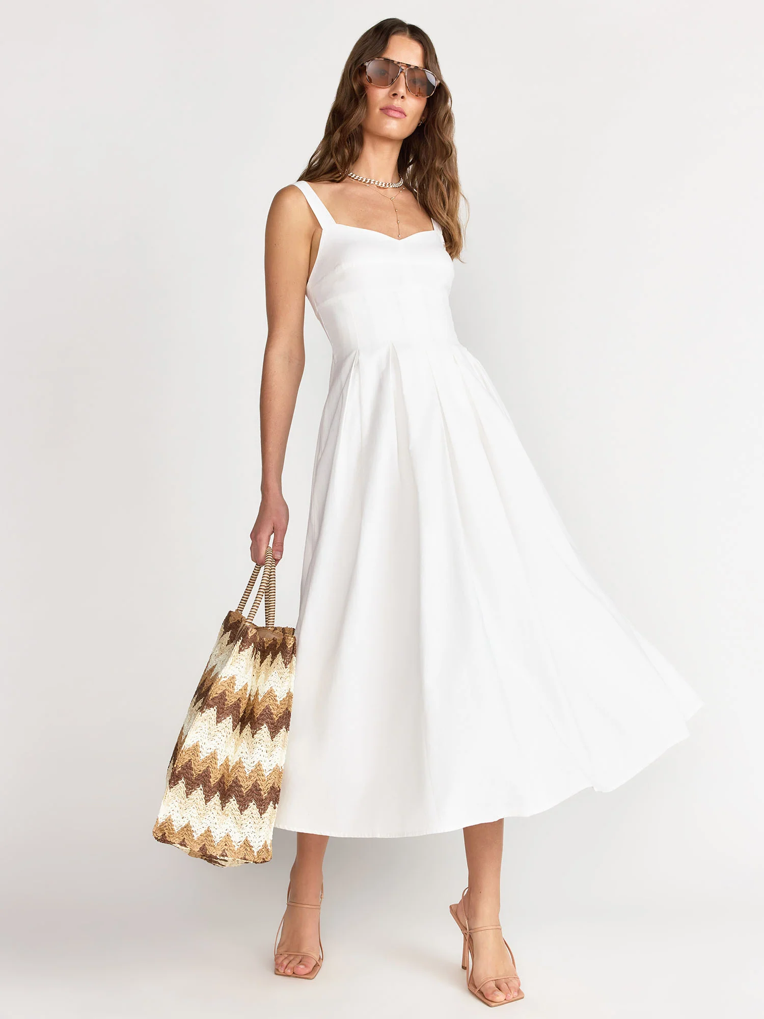Linen Sleeveless Corset Midi Dress - Crescent - Image 3
