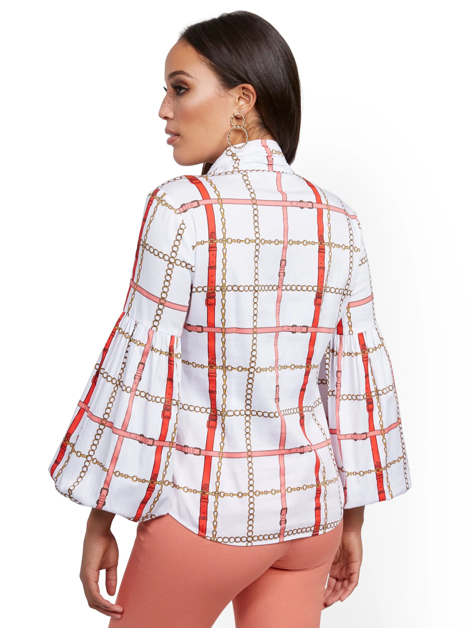 Link Bow-Accent Poplin Shirt - 7th Avenue - Image 3