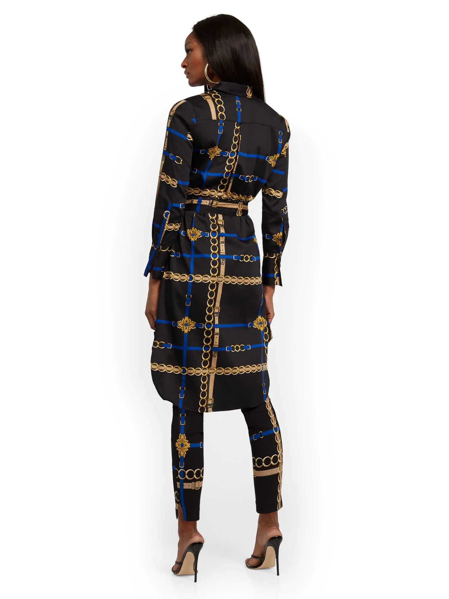 Link-Print Poplin Tunic Shirt - 7th Avenue - Image 3