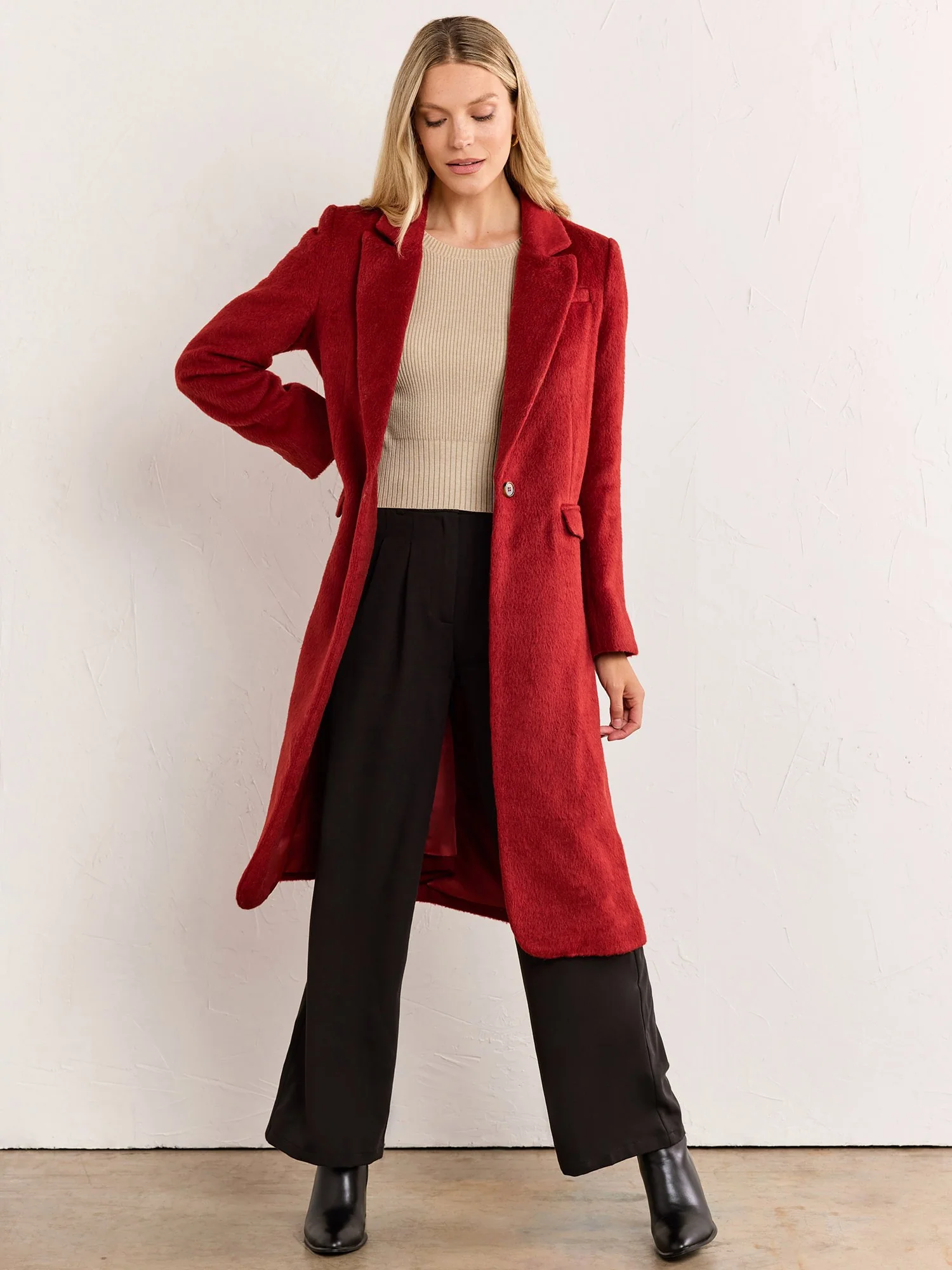 Long Brushed Coat - Crescent - Image 6