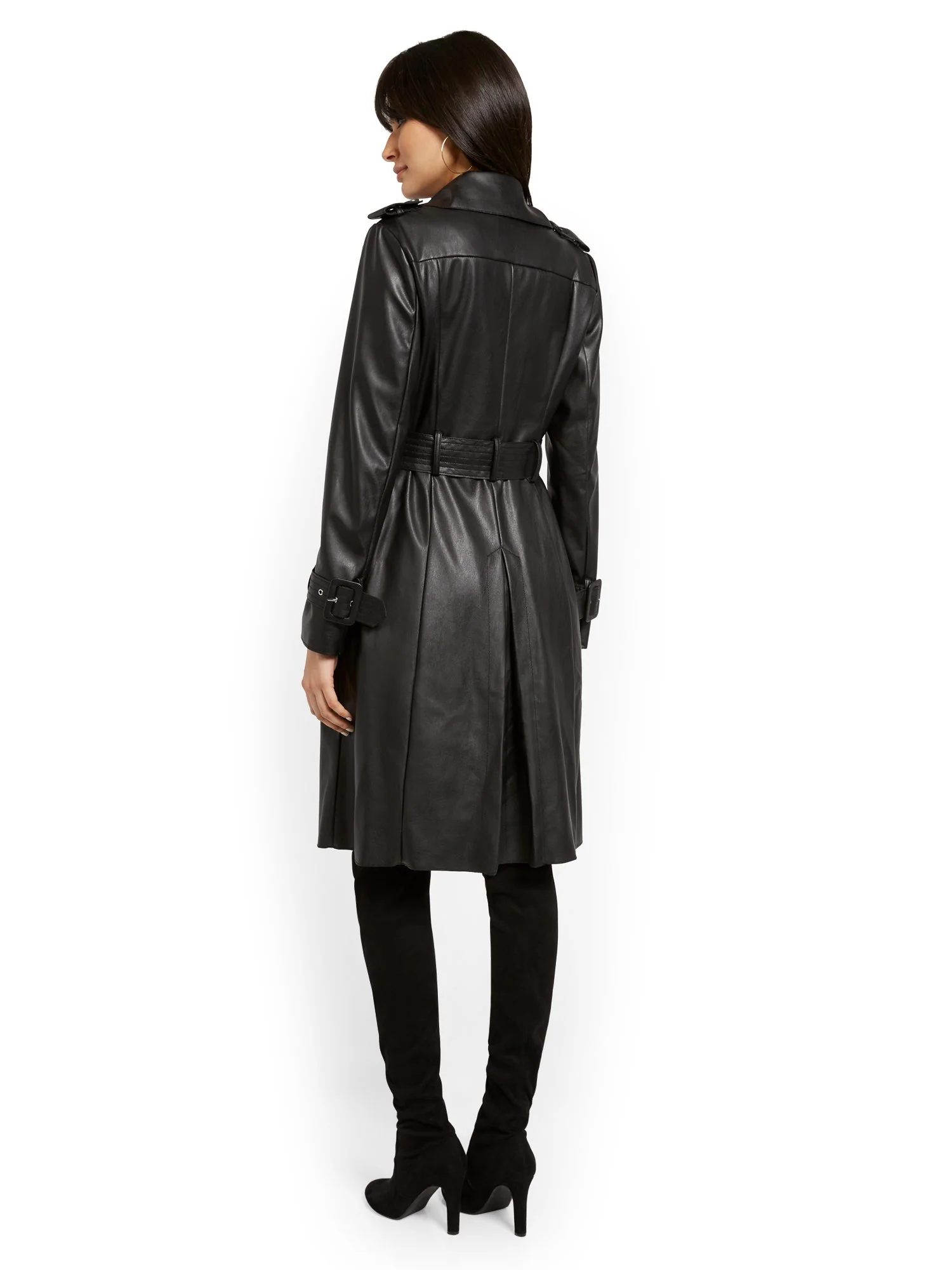 Long Faux-Leather Trenchcoat - Image 3