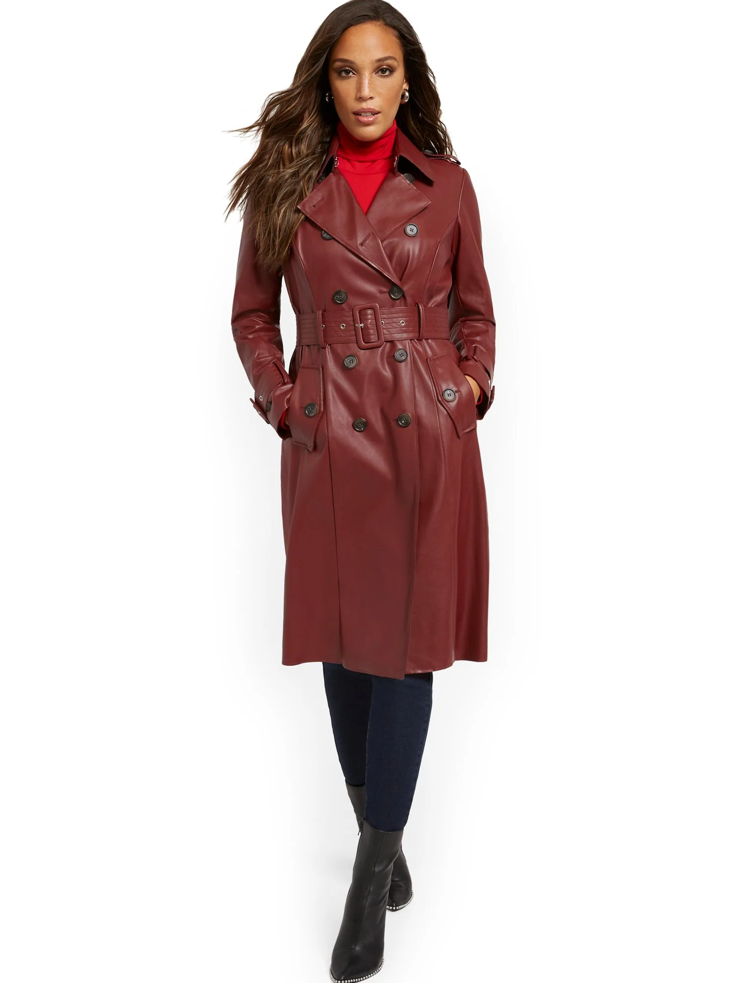 Long Faux-Leather Trenchcoat - Image 6