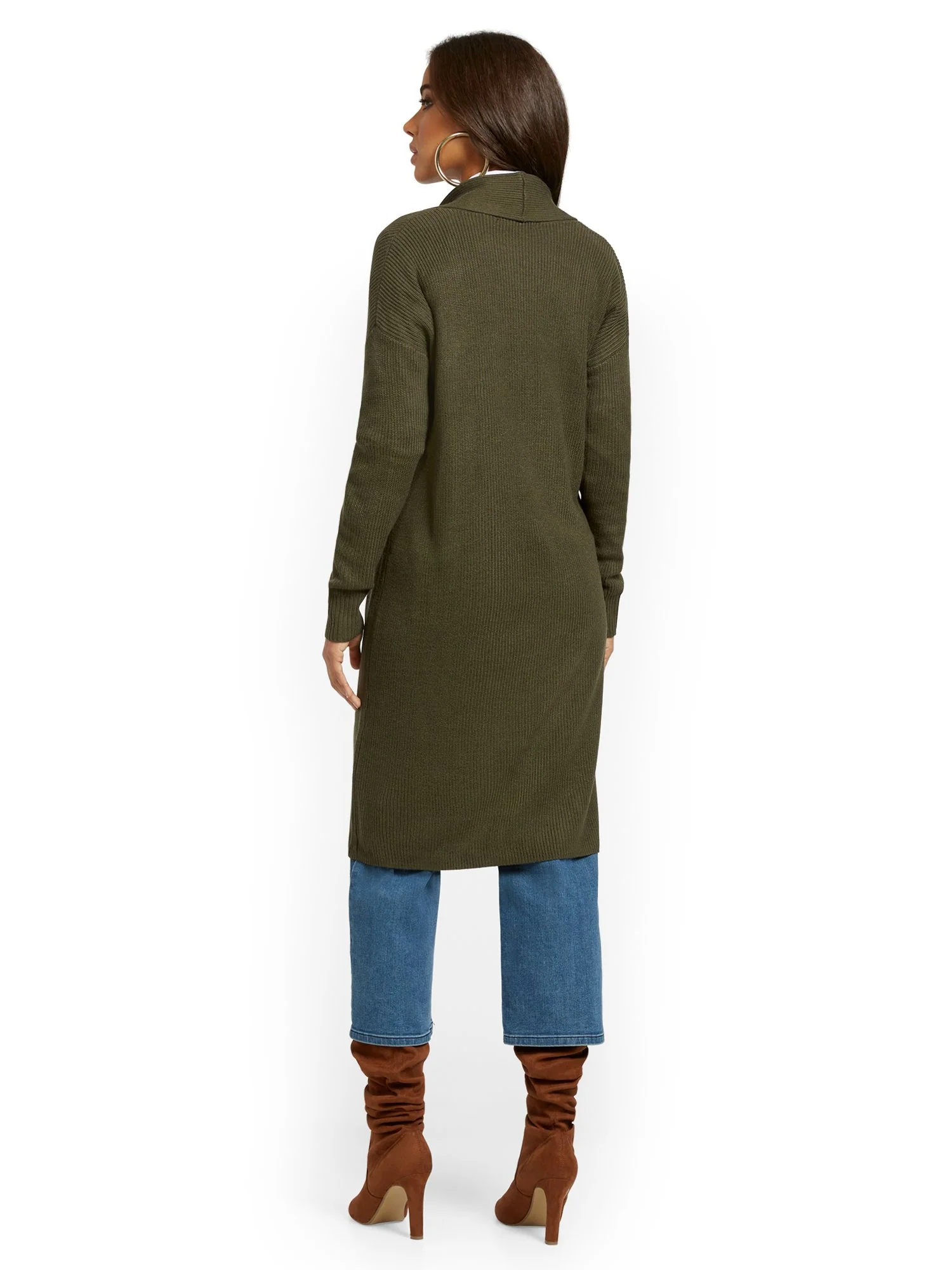 Long Shawl Collar Open Cardigan - Image 6