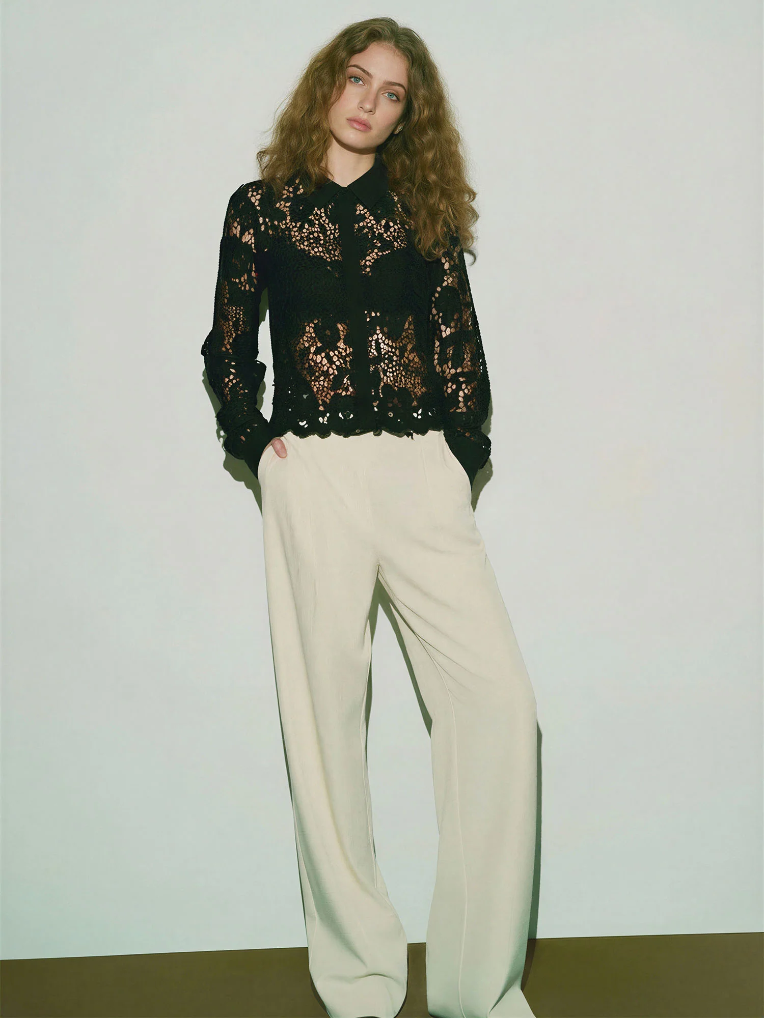 Lace Button Front Blouse - Image 3