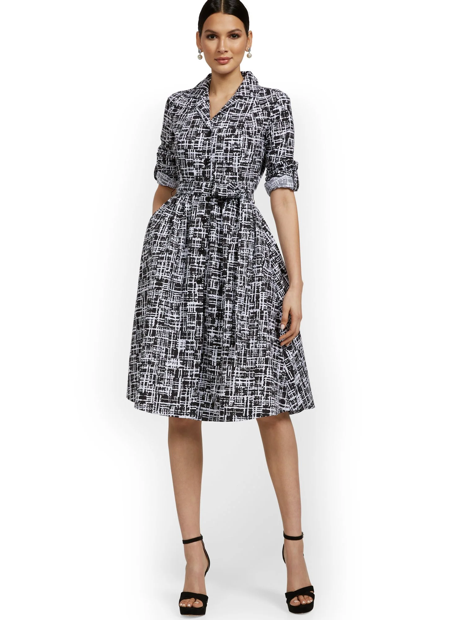 Long-Sleeve A-Line Shirtdress - Image 2