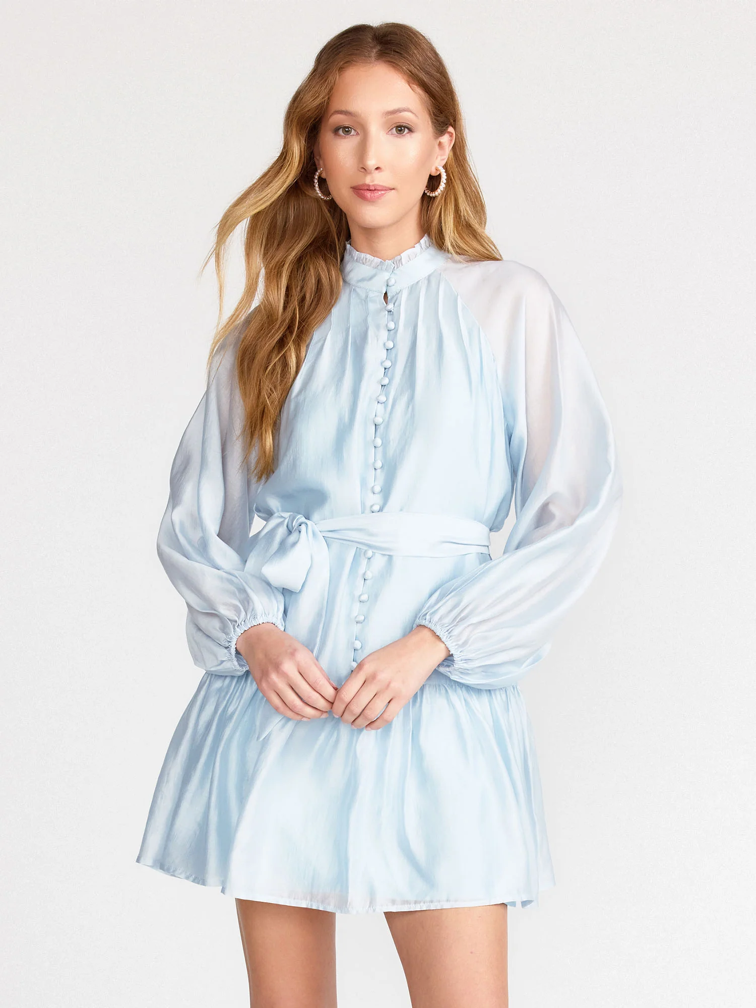 Long-Sleeve Ruffle Hem Mini Dress - Lena