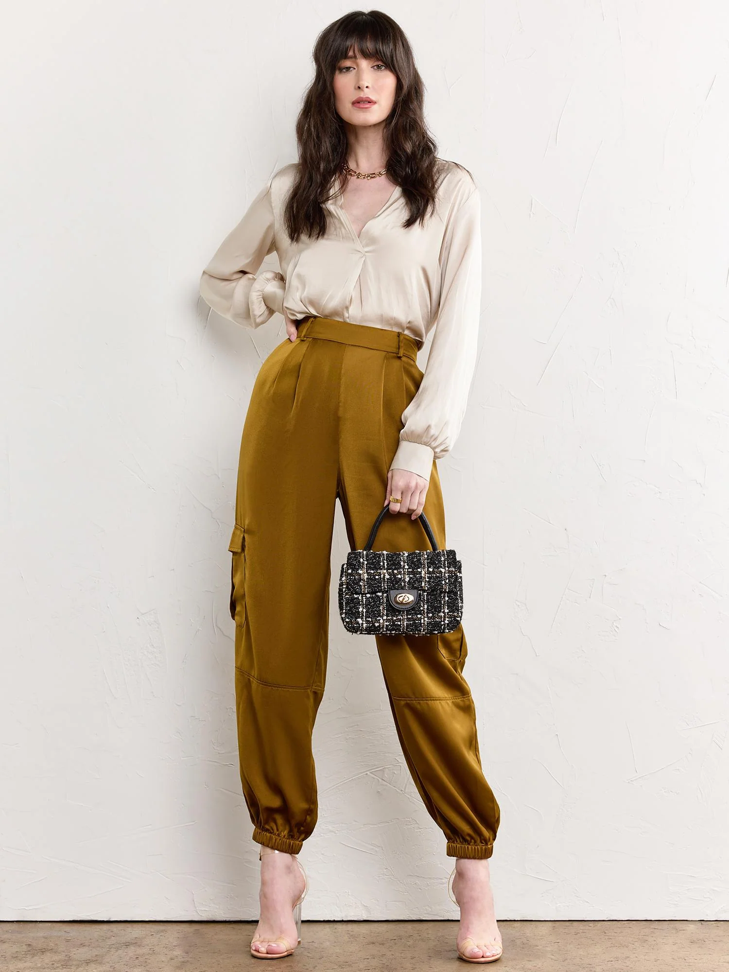 Lush Long-Sleeve Basic Satin Blouse - Brands We Love - Image 3