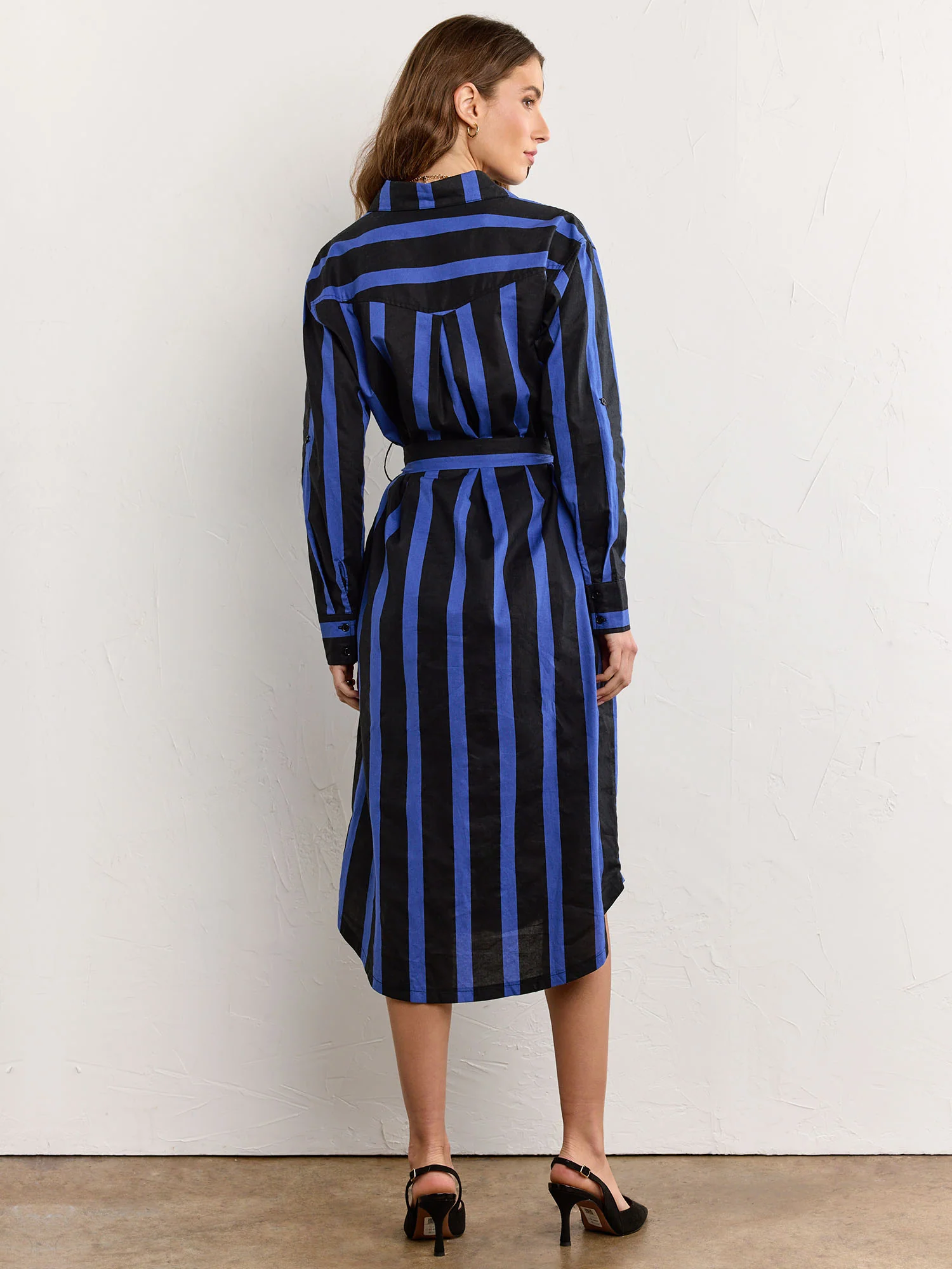 Long-Sleeve Bold Stripe Poplin Shirtdress - Crescent - Image 4