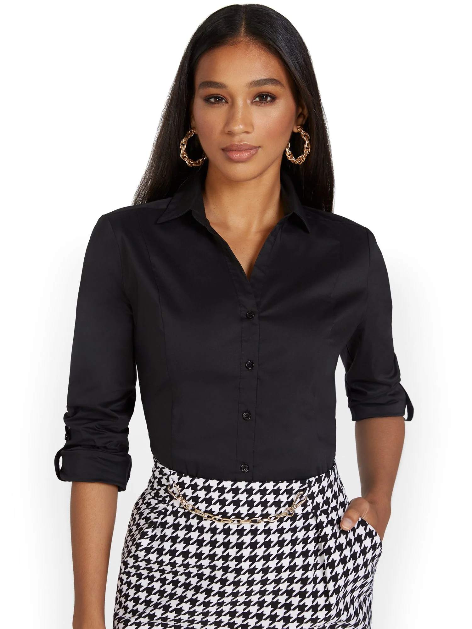 Long-Sleeve Button-Down Madison Shirt - 7th Avenue - Image 2