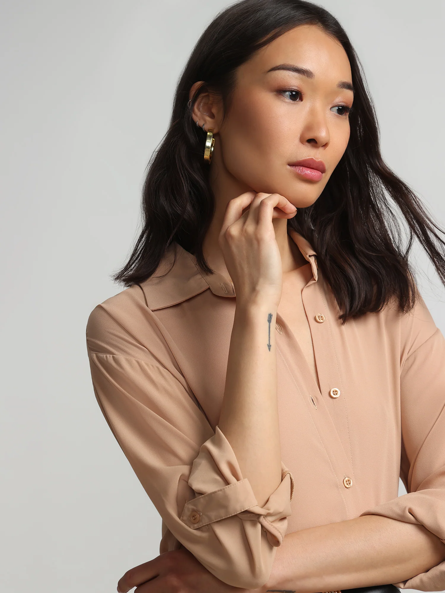 Long-Sleeve Button-Front Maxi Top - Image 15