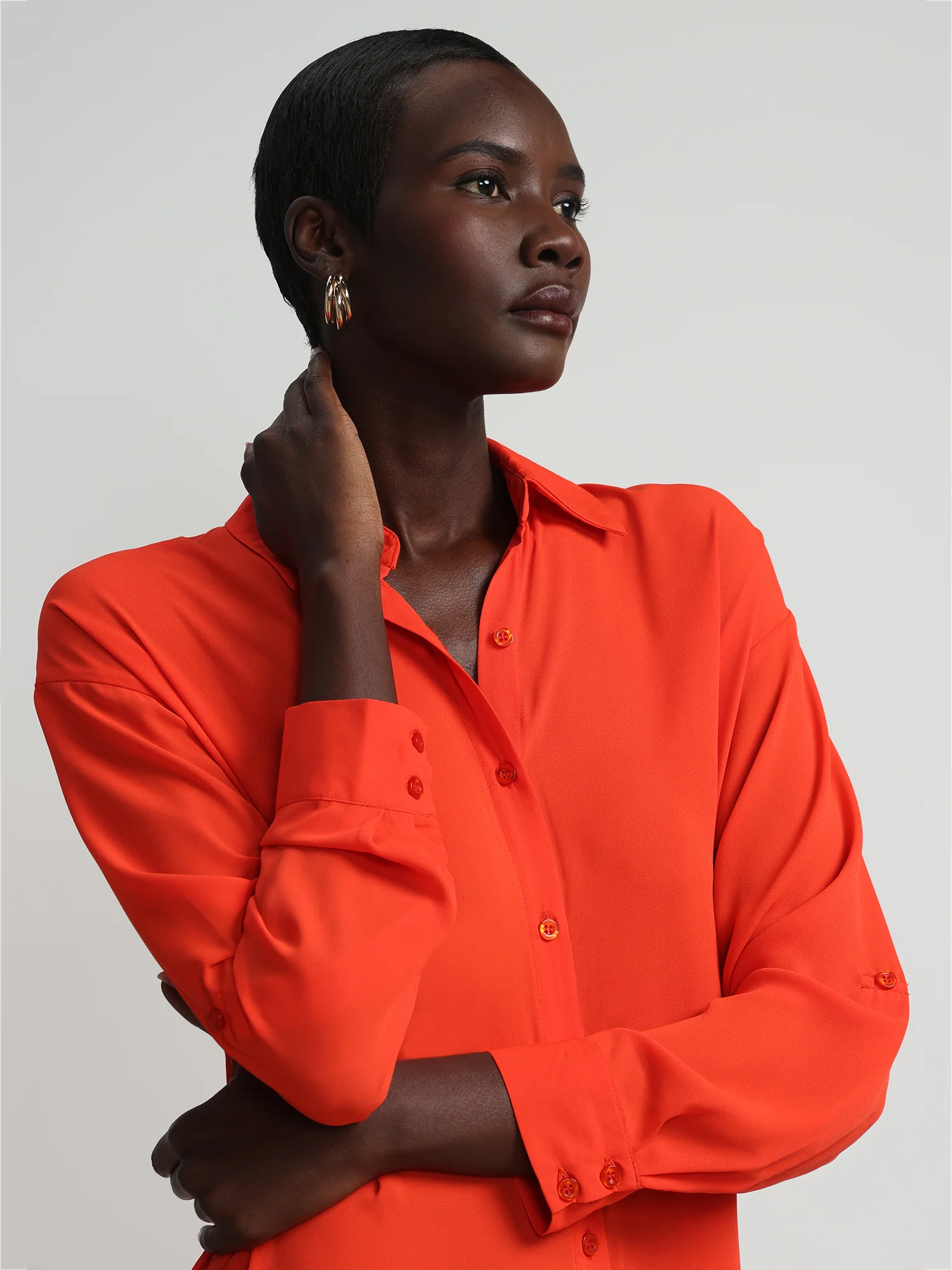 Long-Sleeve Button-Front Maxi Top - Image 4