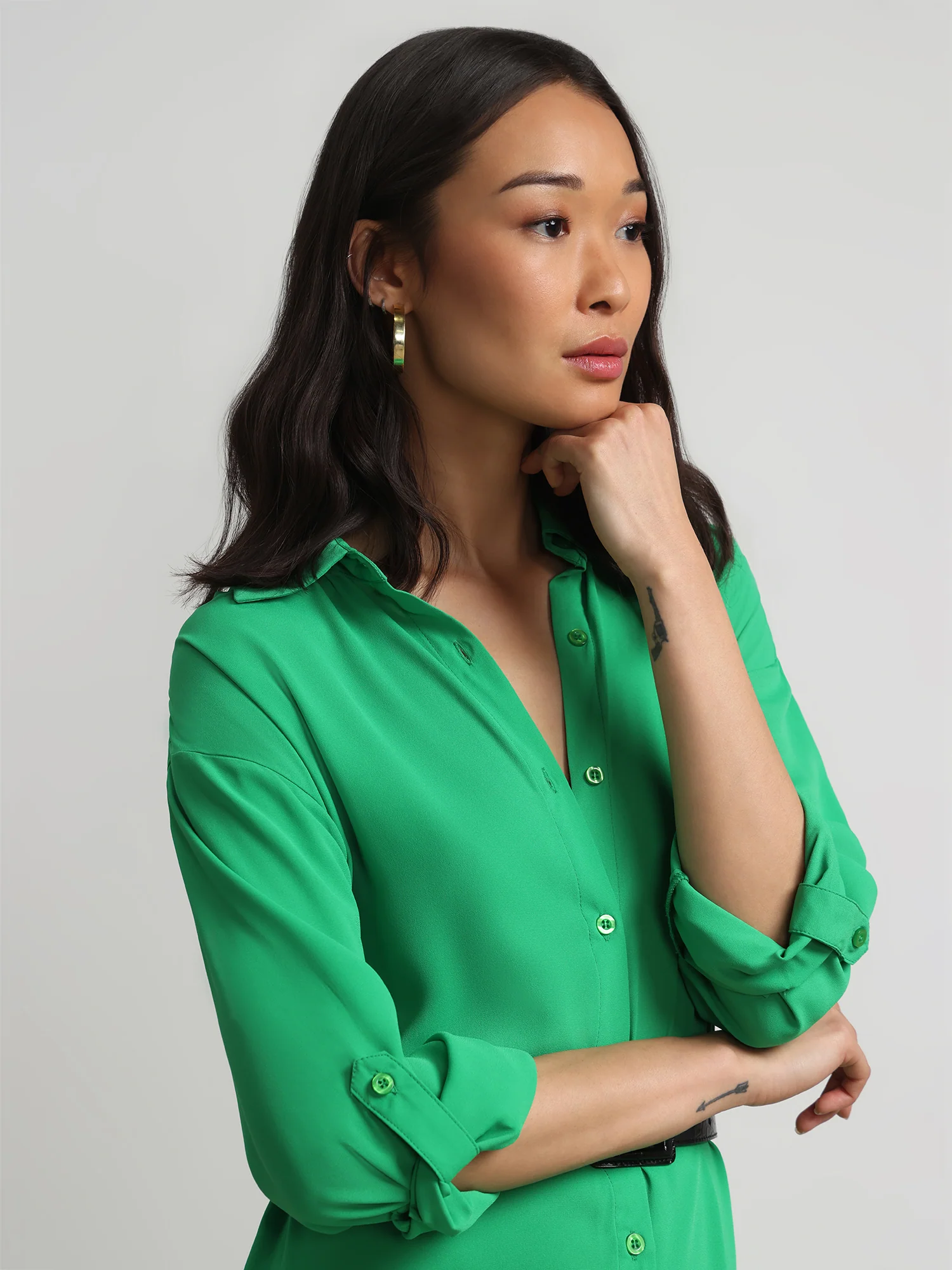 Long-Sleeve Button-Front Maxi Top - Image 9