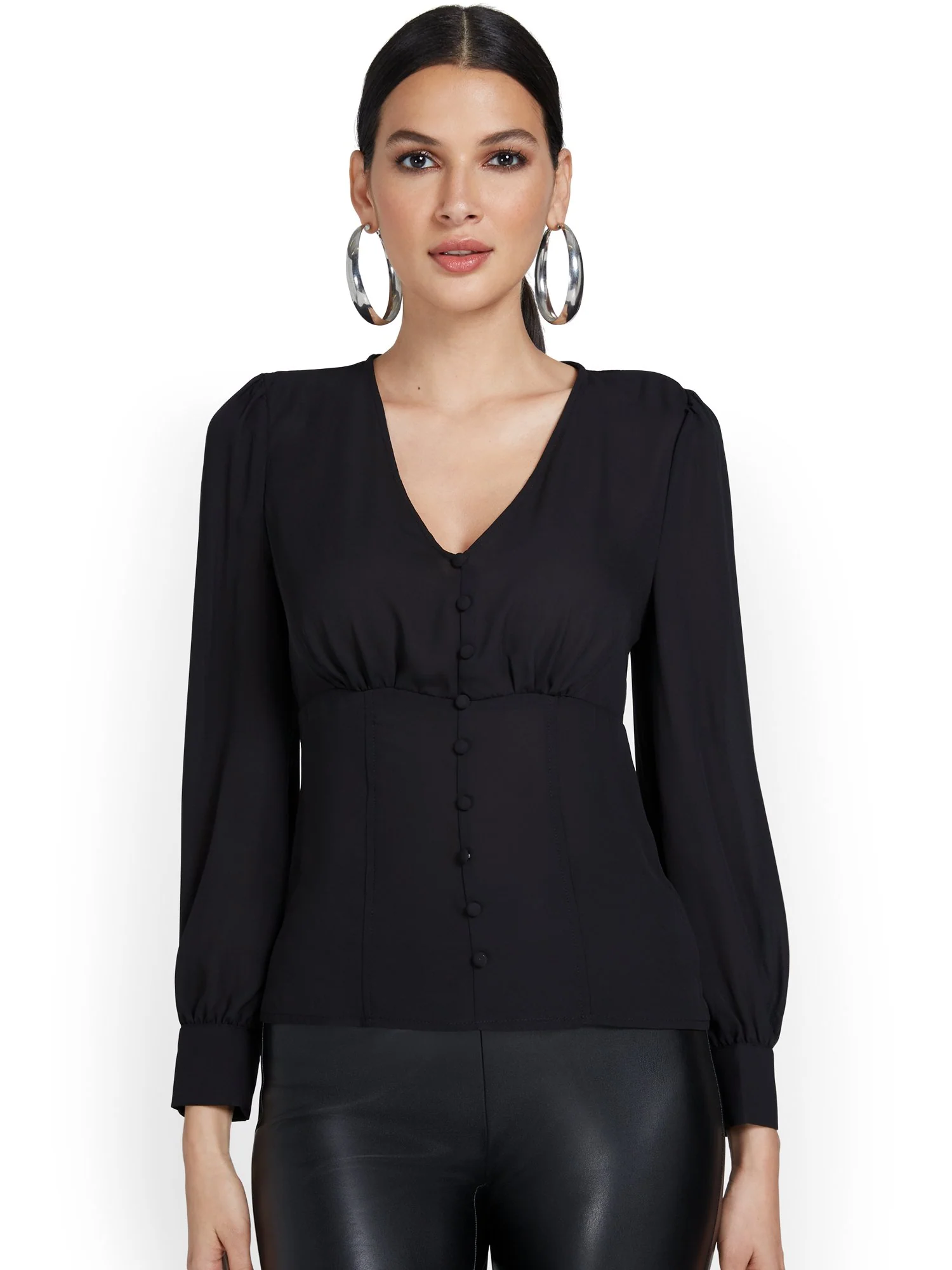 Long-Sleeve Corset Blouse - Image 2
