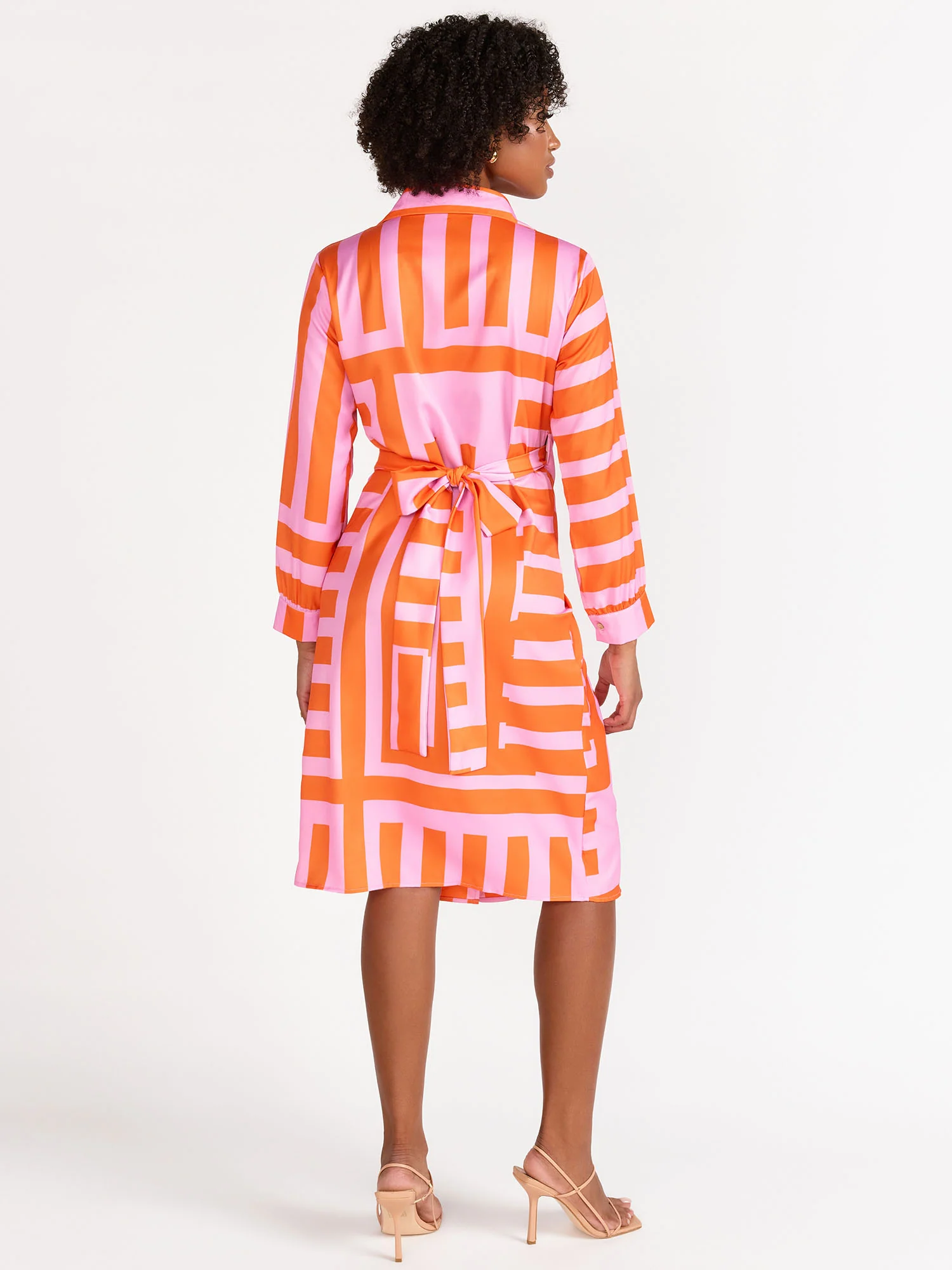 Long-Sleeve Geo Stripe Wrap Dress - Dreamer - Image 4