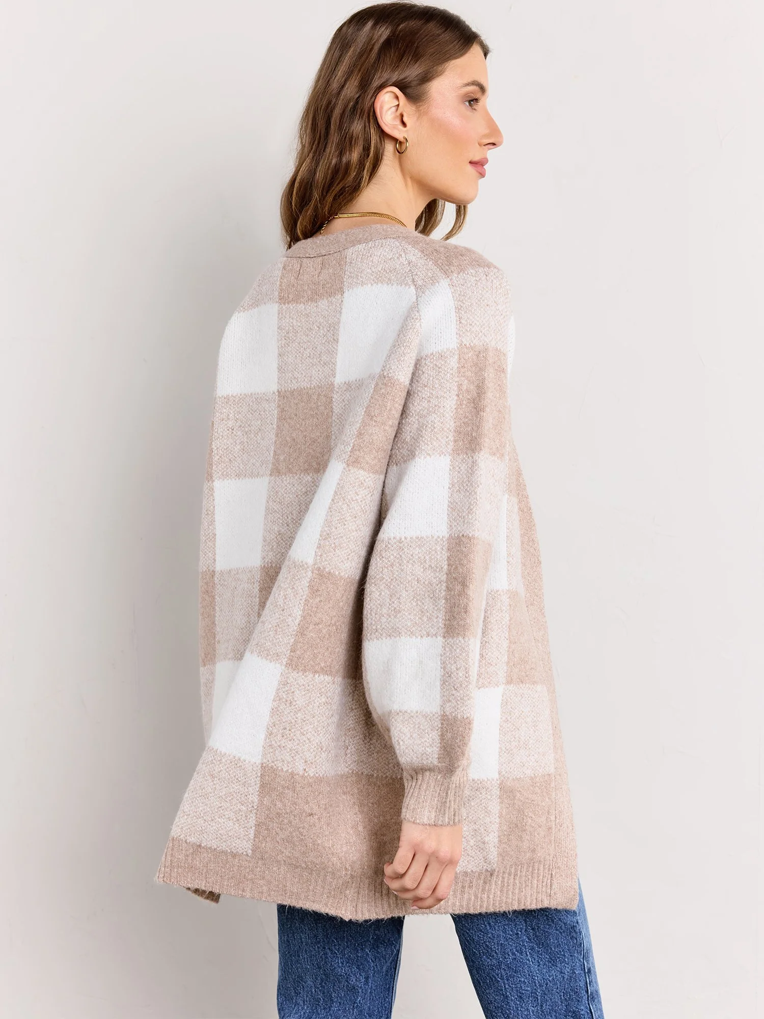 Dreamers Long-Sleeve Gingham Melange Cardigan - Brands We Love - Image 5