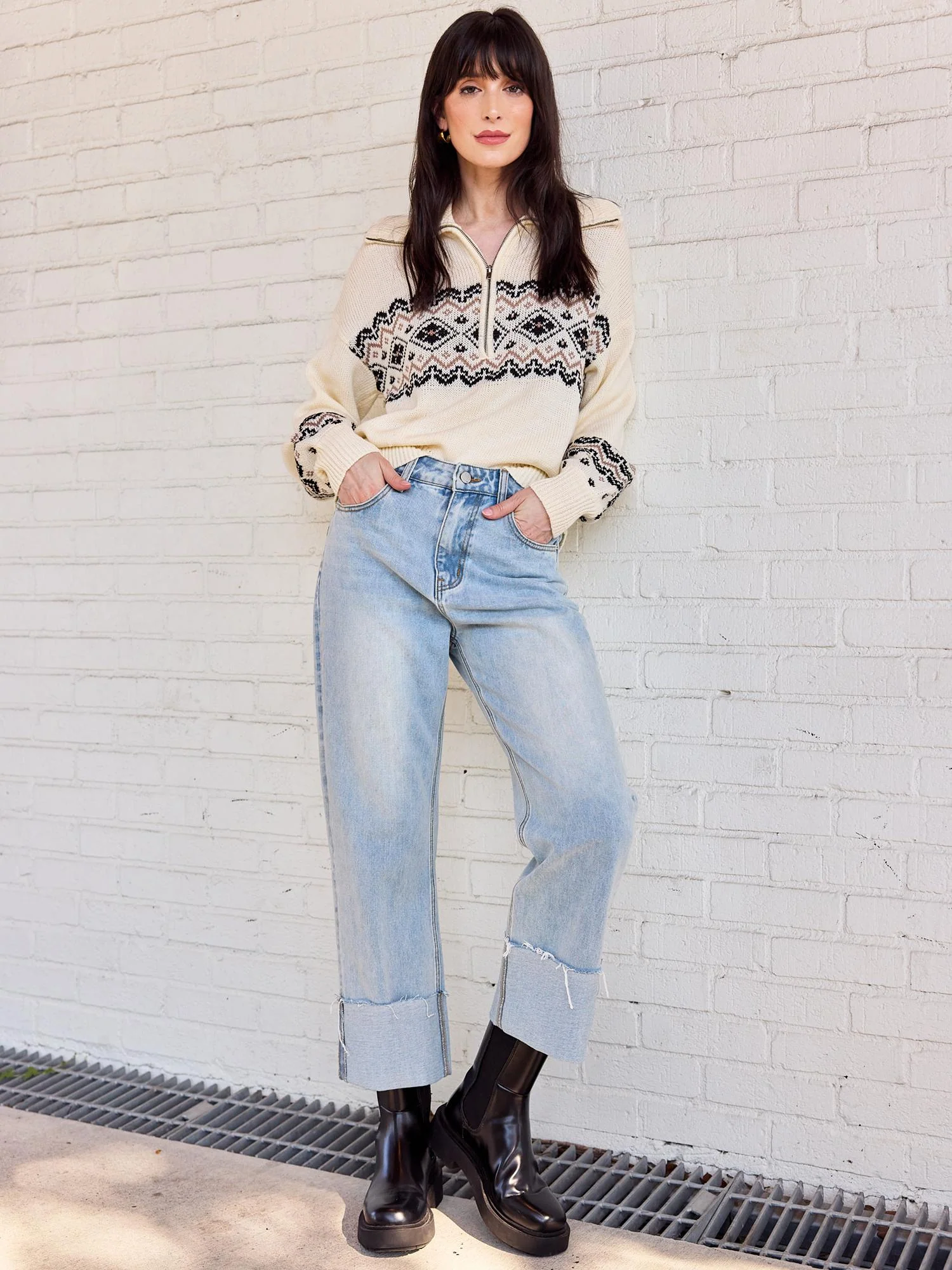 Edgemine Long-Sleeve Half Zip Fair Isle Pullover - Brands We Love - Image 3