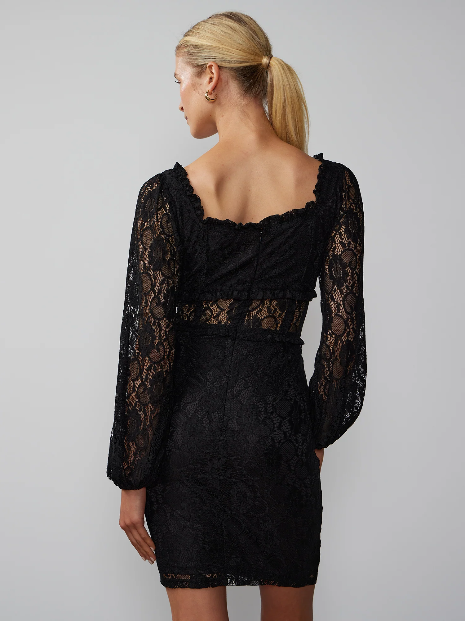 Long Sleeve Lace Bustier Mini Dress - Image 3