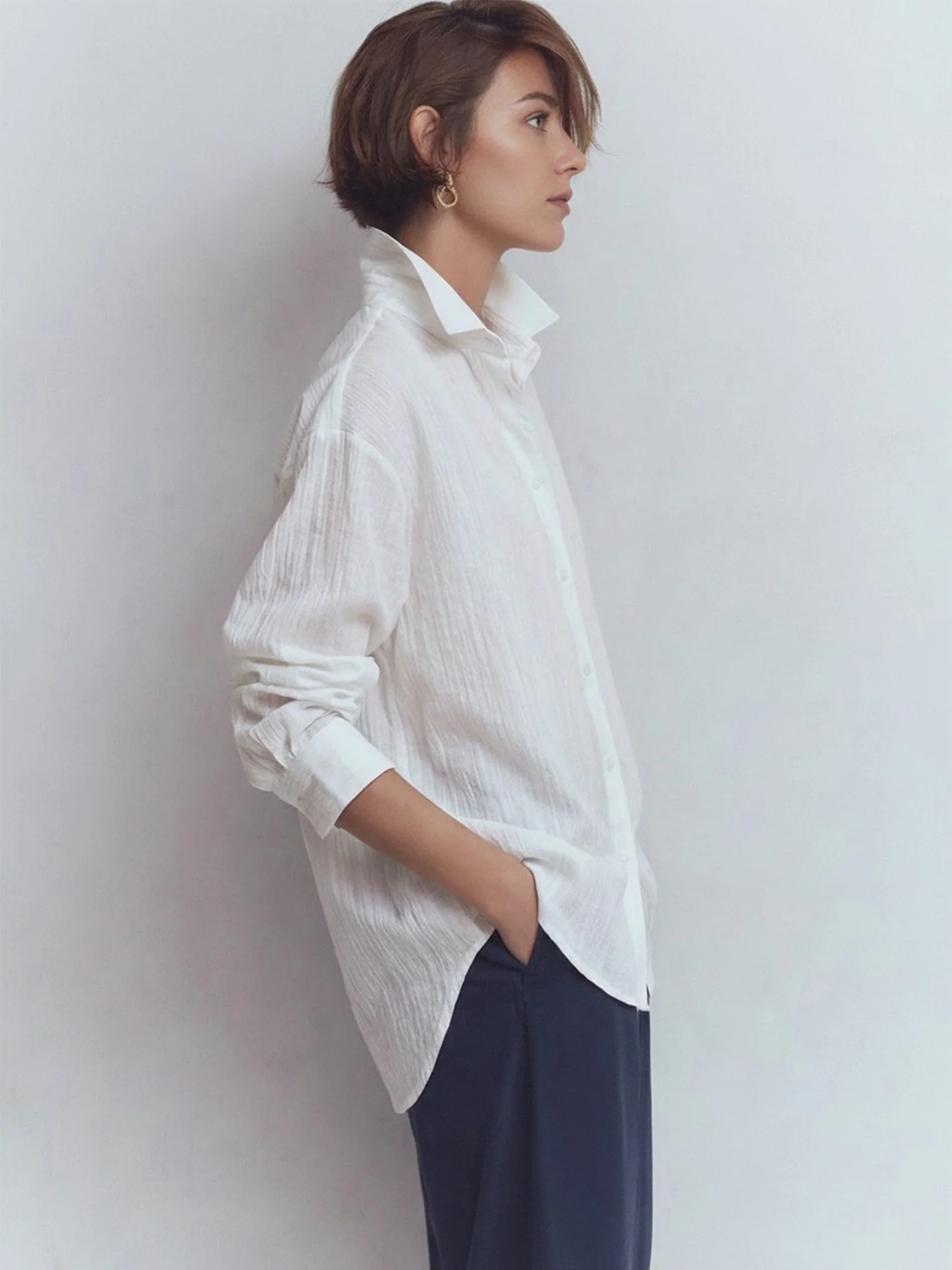 Long Sleeve Lightweight Button Down Shirt - Image 3