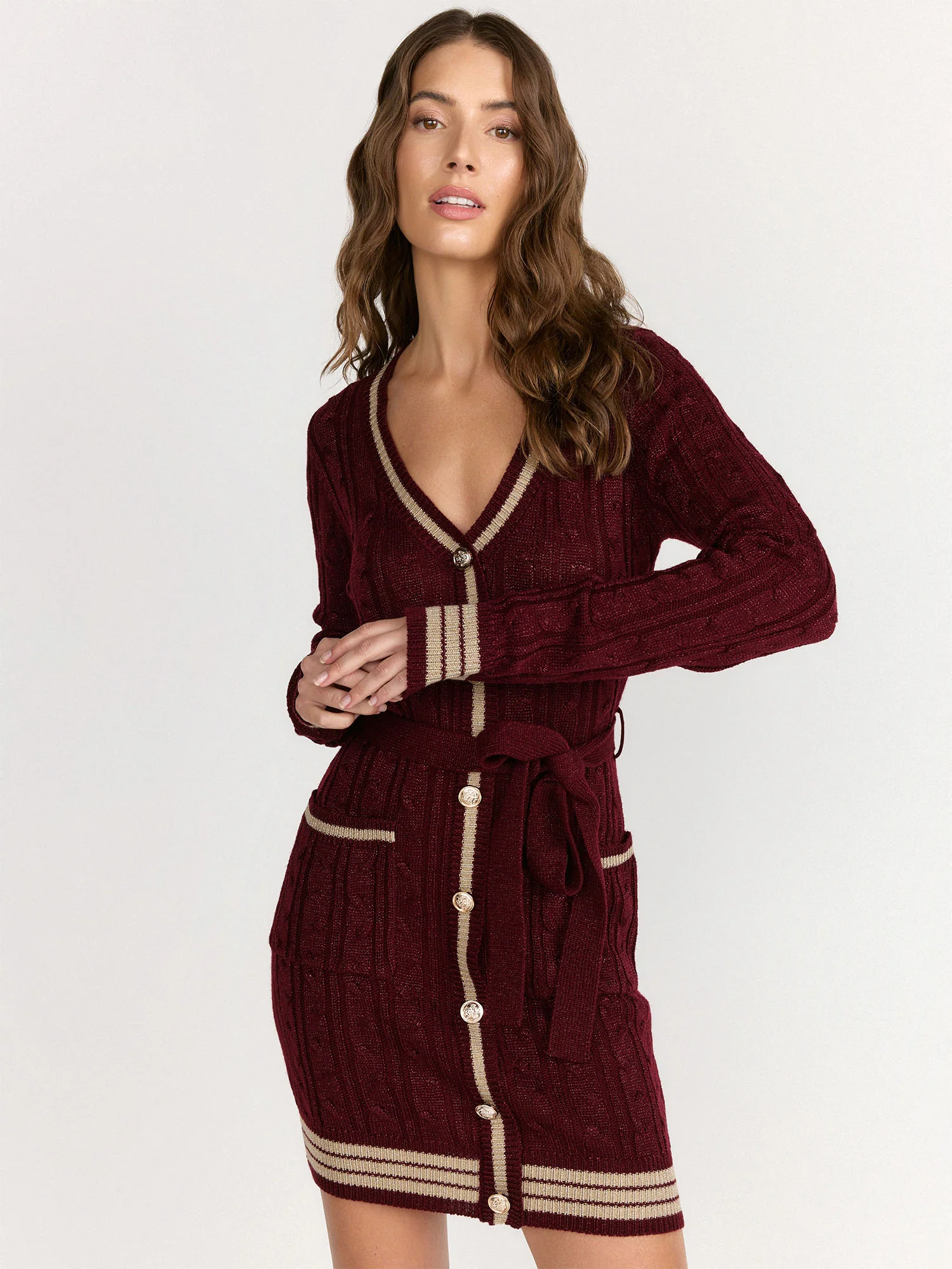 Flying Tomato Long Sleeve Lurex Button Down Dress - Brands We Love
