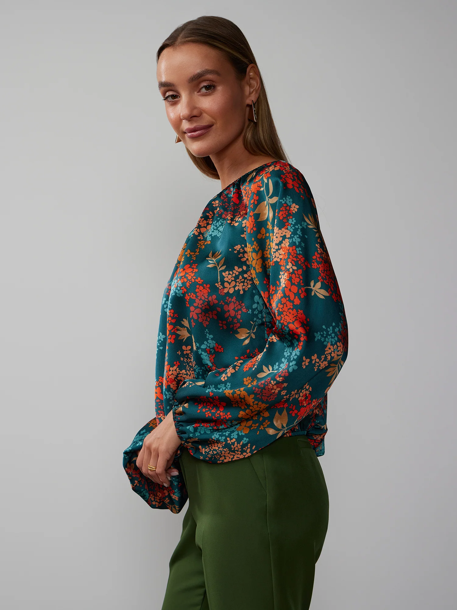 Long Sleeve Off The Shoulder Floral Top - Image 7