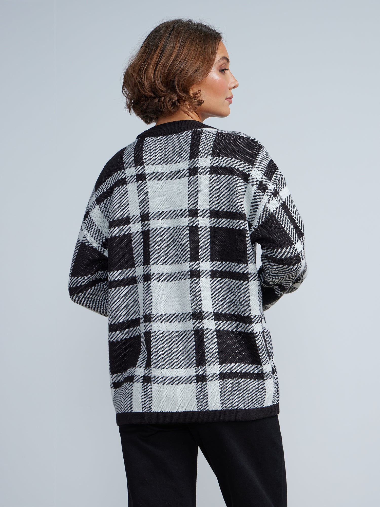 Long Sleeve Plaid Cardigan - Image 3