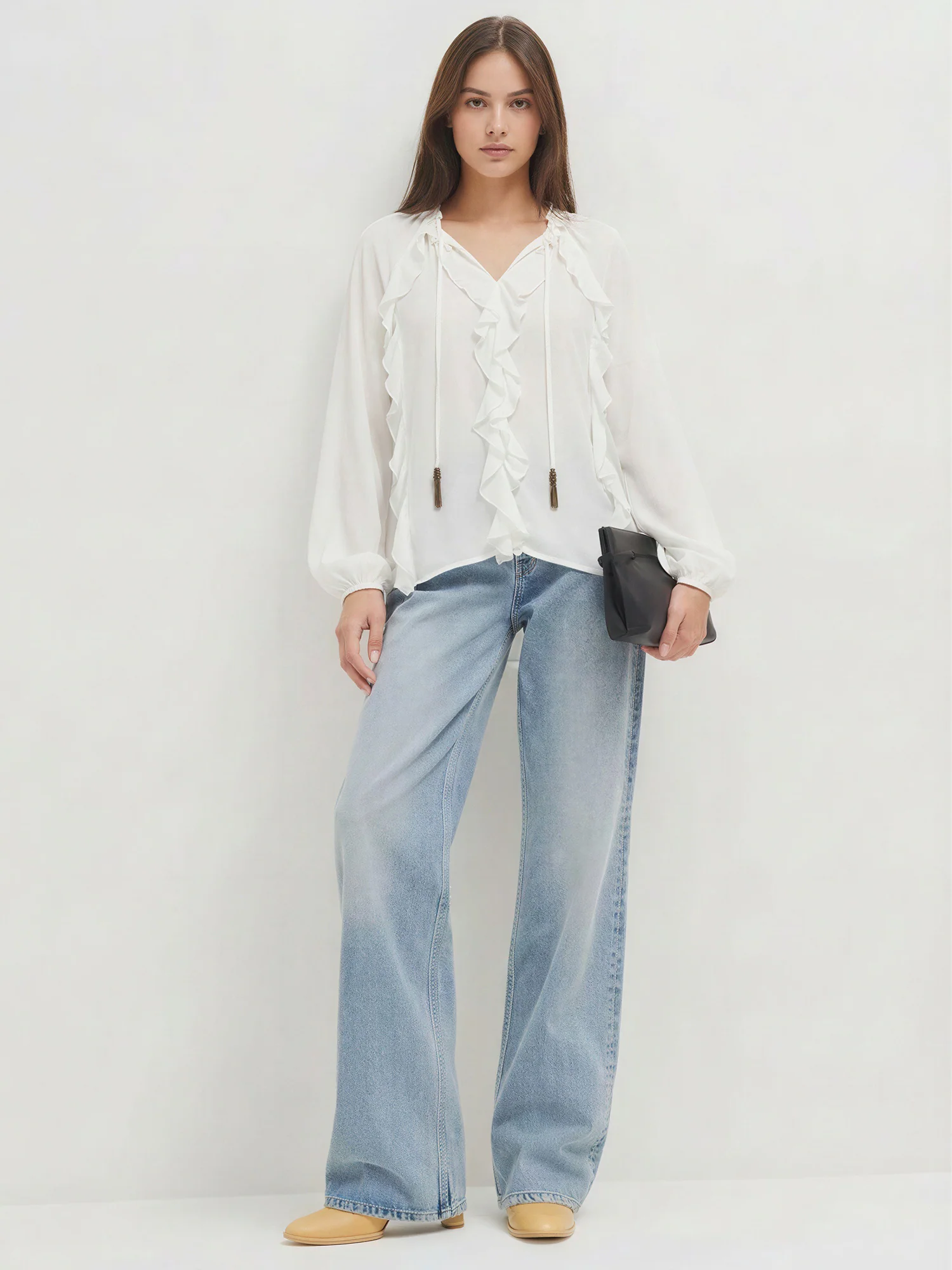 Long Sleeve Ruffle Detail Blouse - Image 6