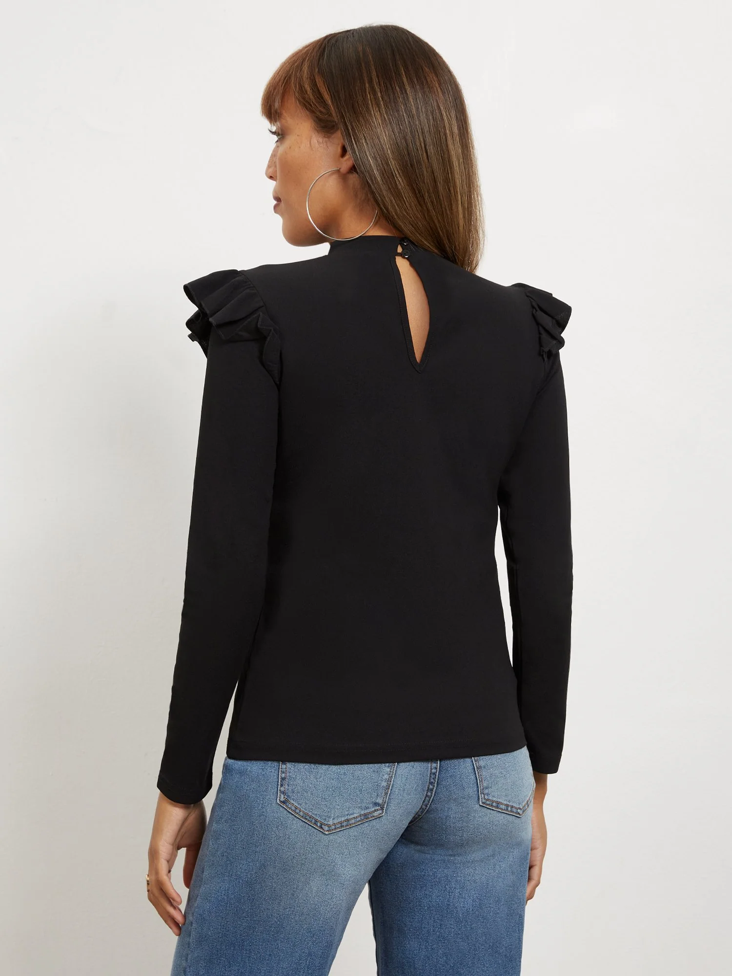 Long-Sleeve Ruffle-Front Top - Image 3