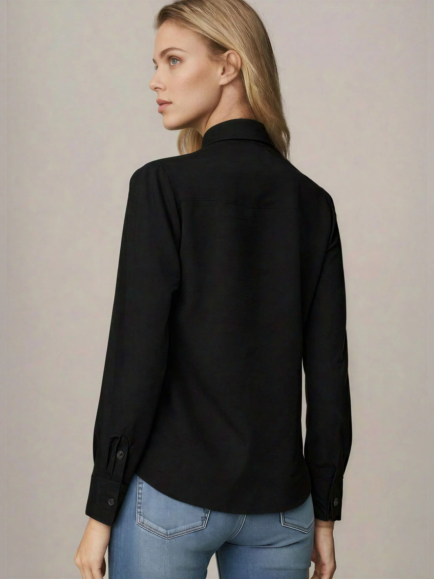 Long Sleeve Single Pocket Button Down Shirt - Image 3