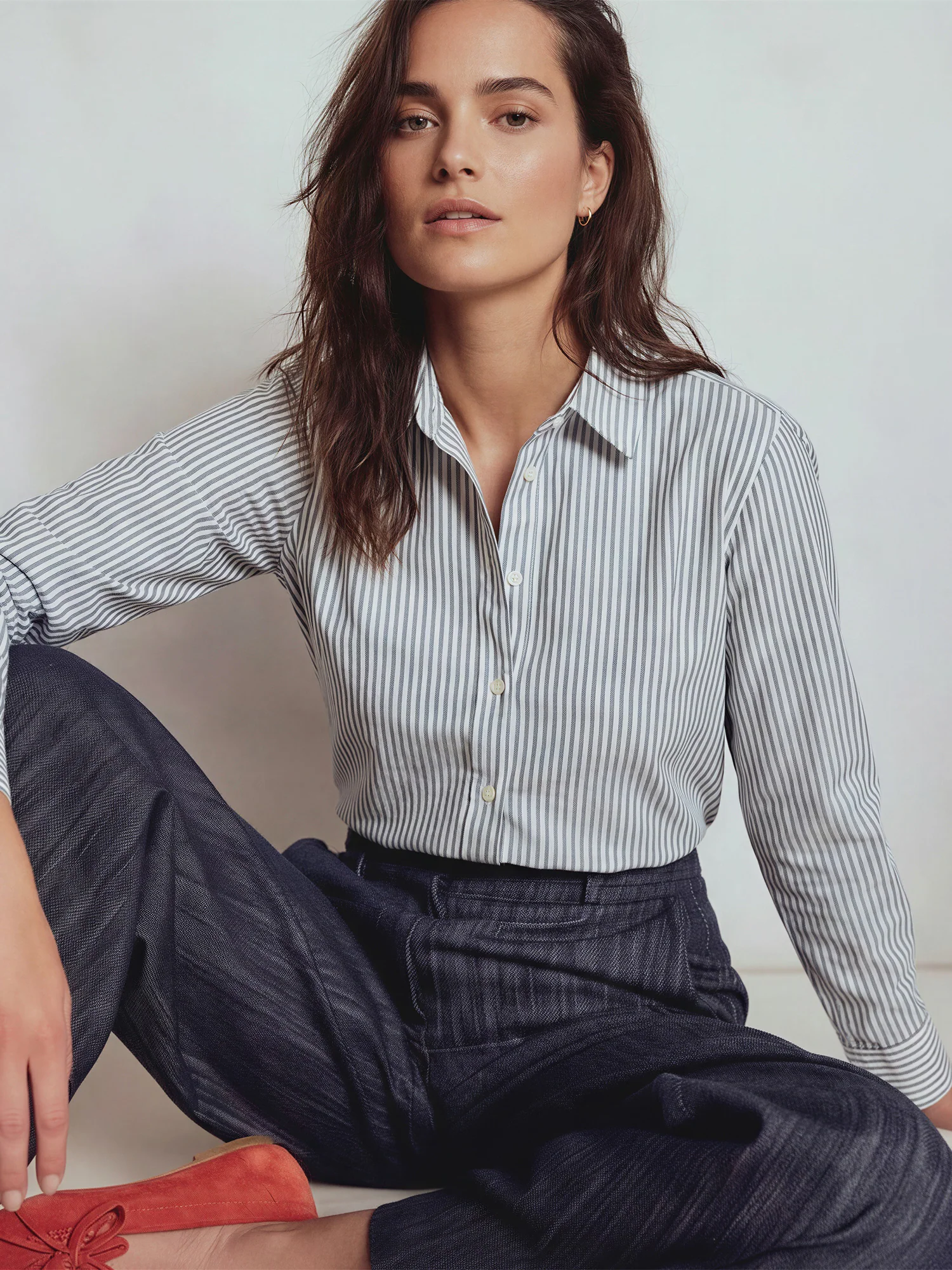 Long Sleeve Stripe Button Down Shirt - Image 2
