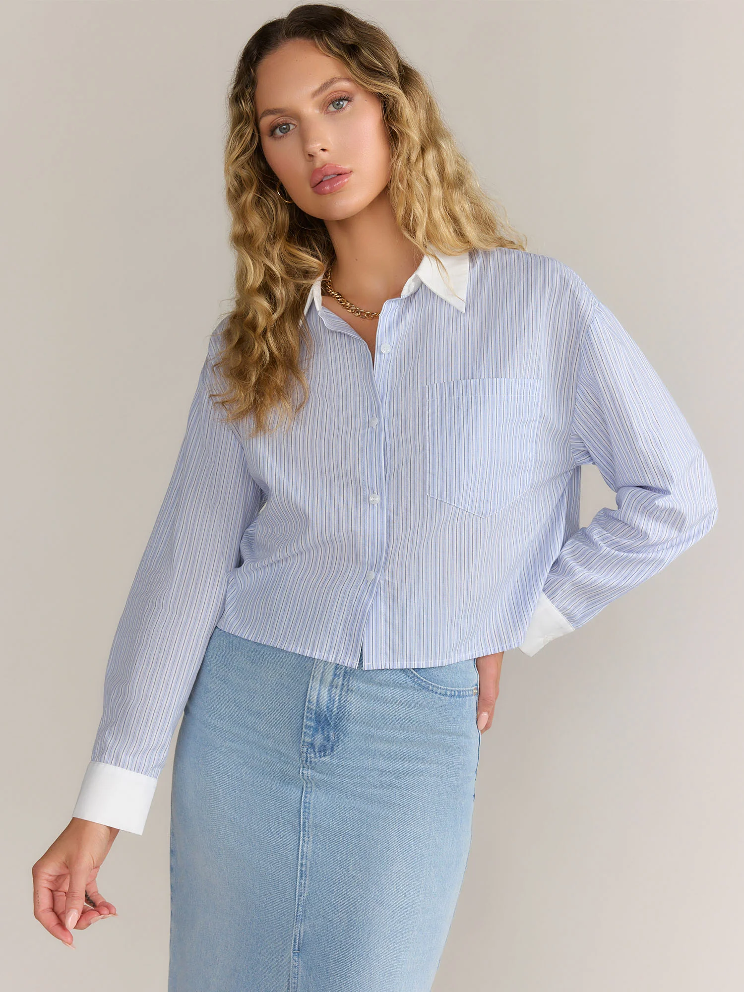 Mustard Seed Long Sleeve Striped Crop Shirt - Brands We Love - Image 7