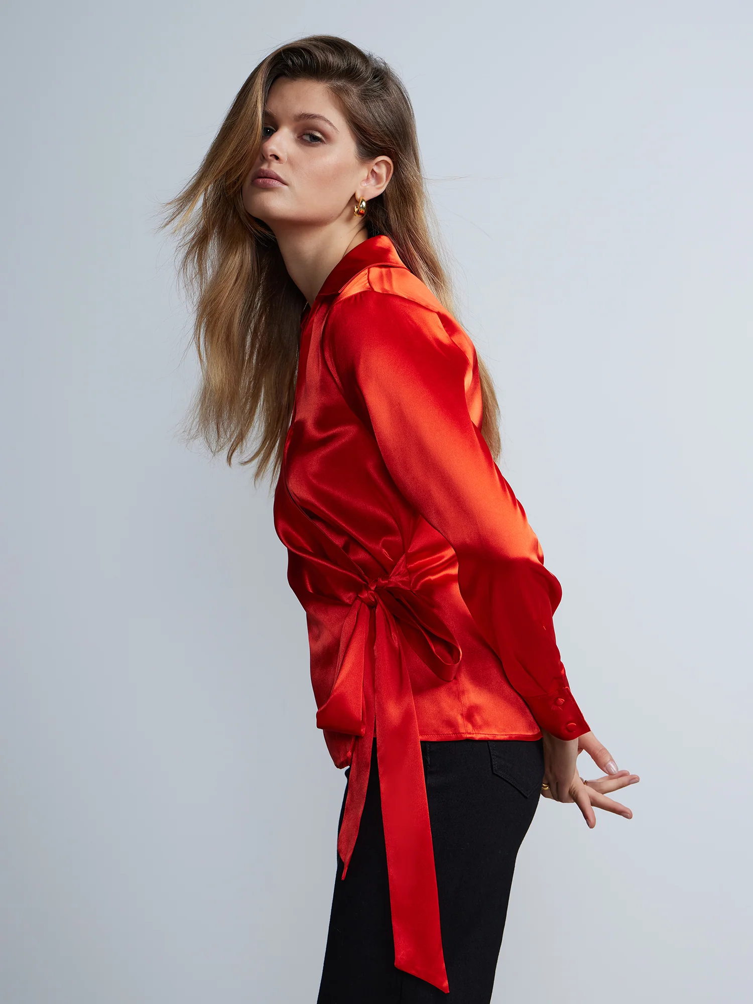 Long Sleeve Surplice Neck Blouse - Image 2