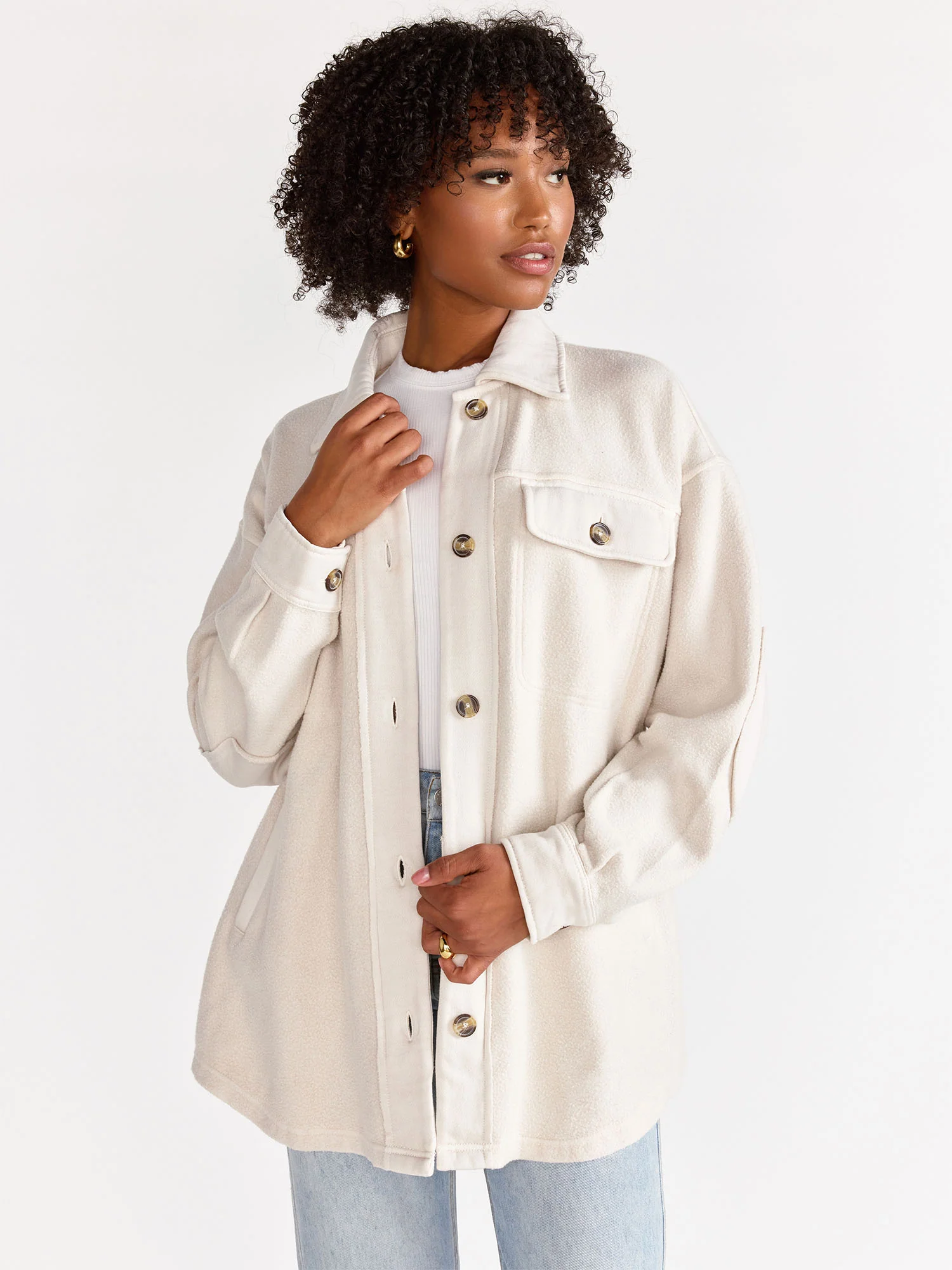 Long-Sleeve Washed Fleece Shacket - Stoosh - Image 7