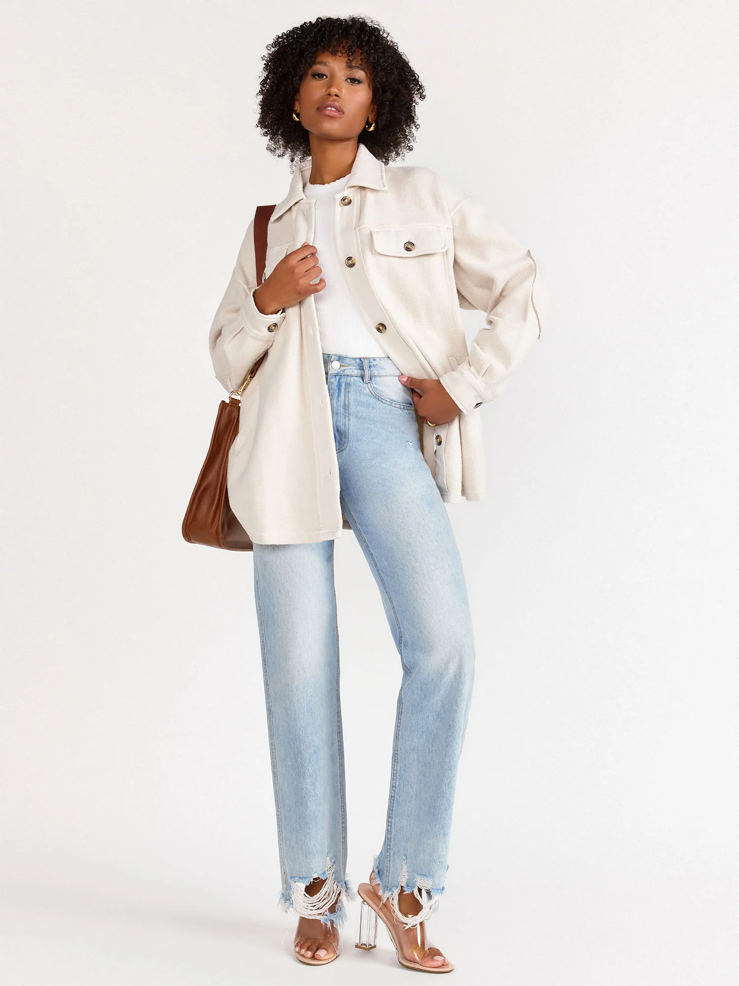 Long-Sleeve Washed Fleece Shacket - Stoosh - Image 9