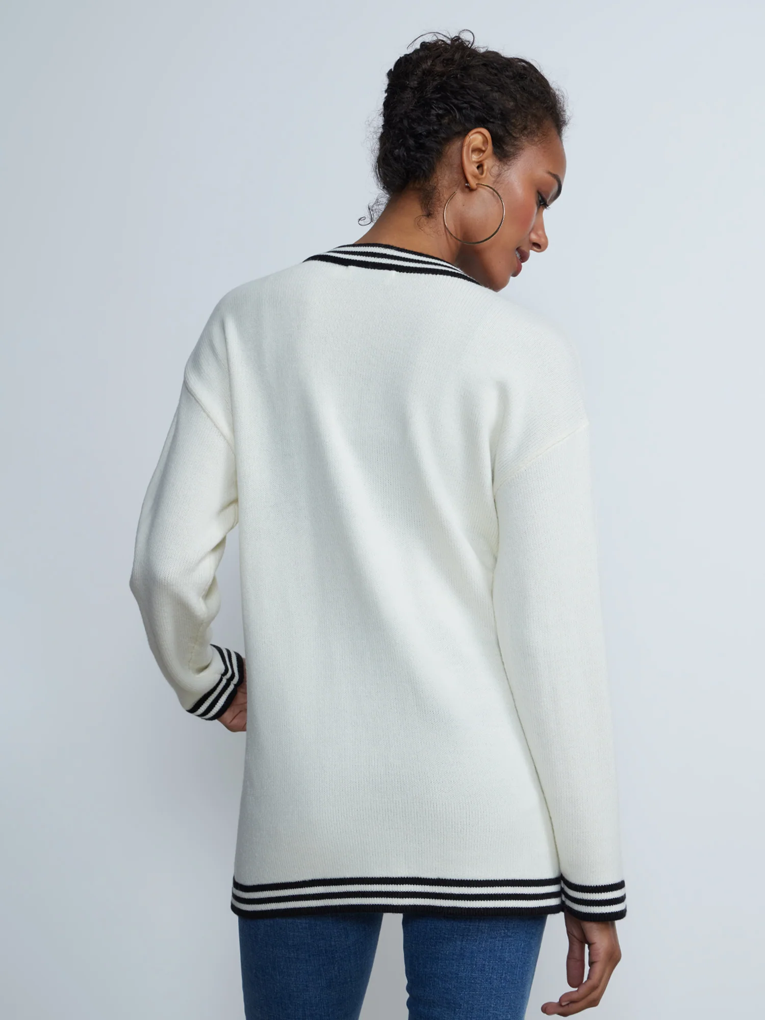 Long Sleeve Tipped Cardigan - Image 3