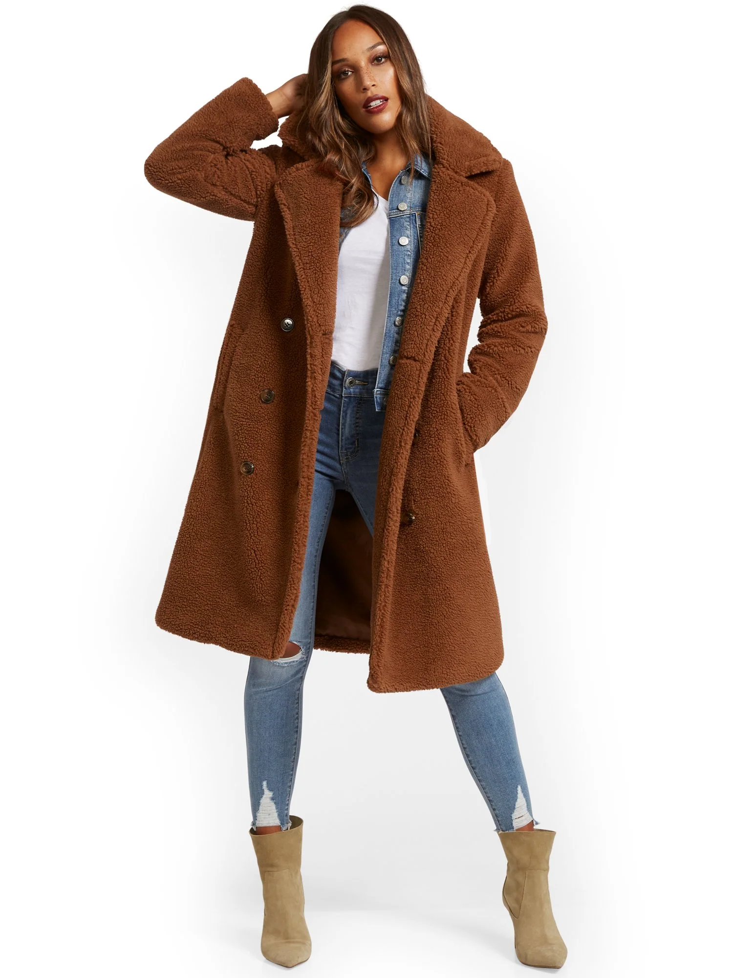 Long Teddy Faux-Fur Coat - Image 6