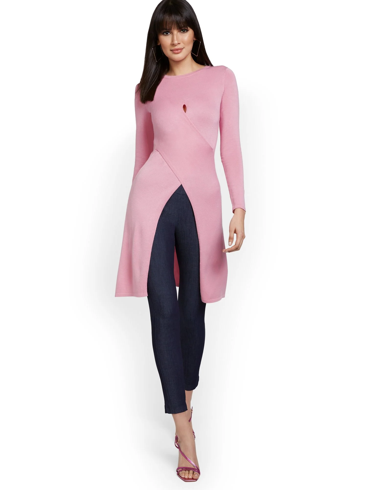 Longline Slit-Hem Pullover Sweater - Image 6