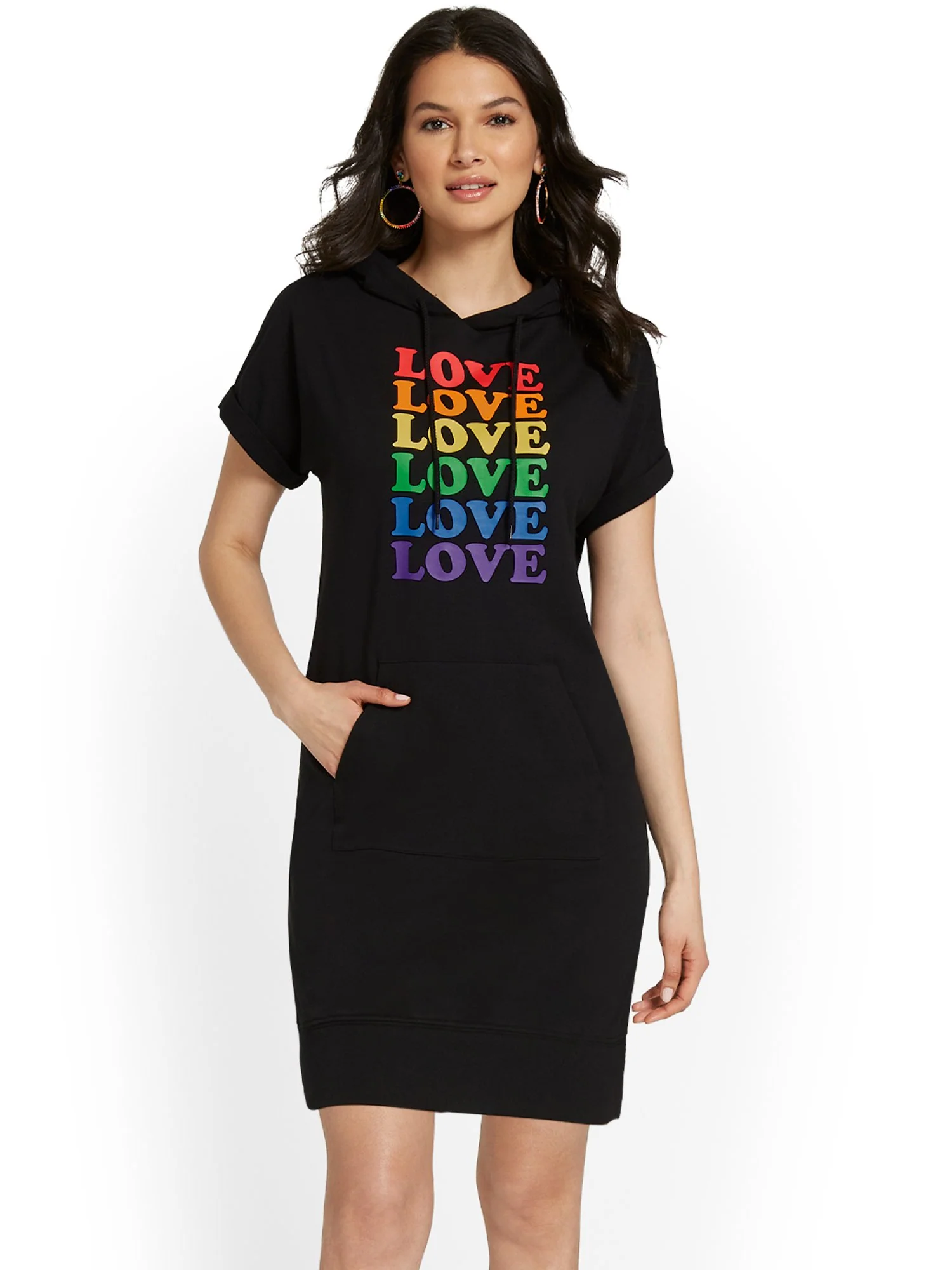 Love Graphic French Terry Hoodie Dress