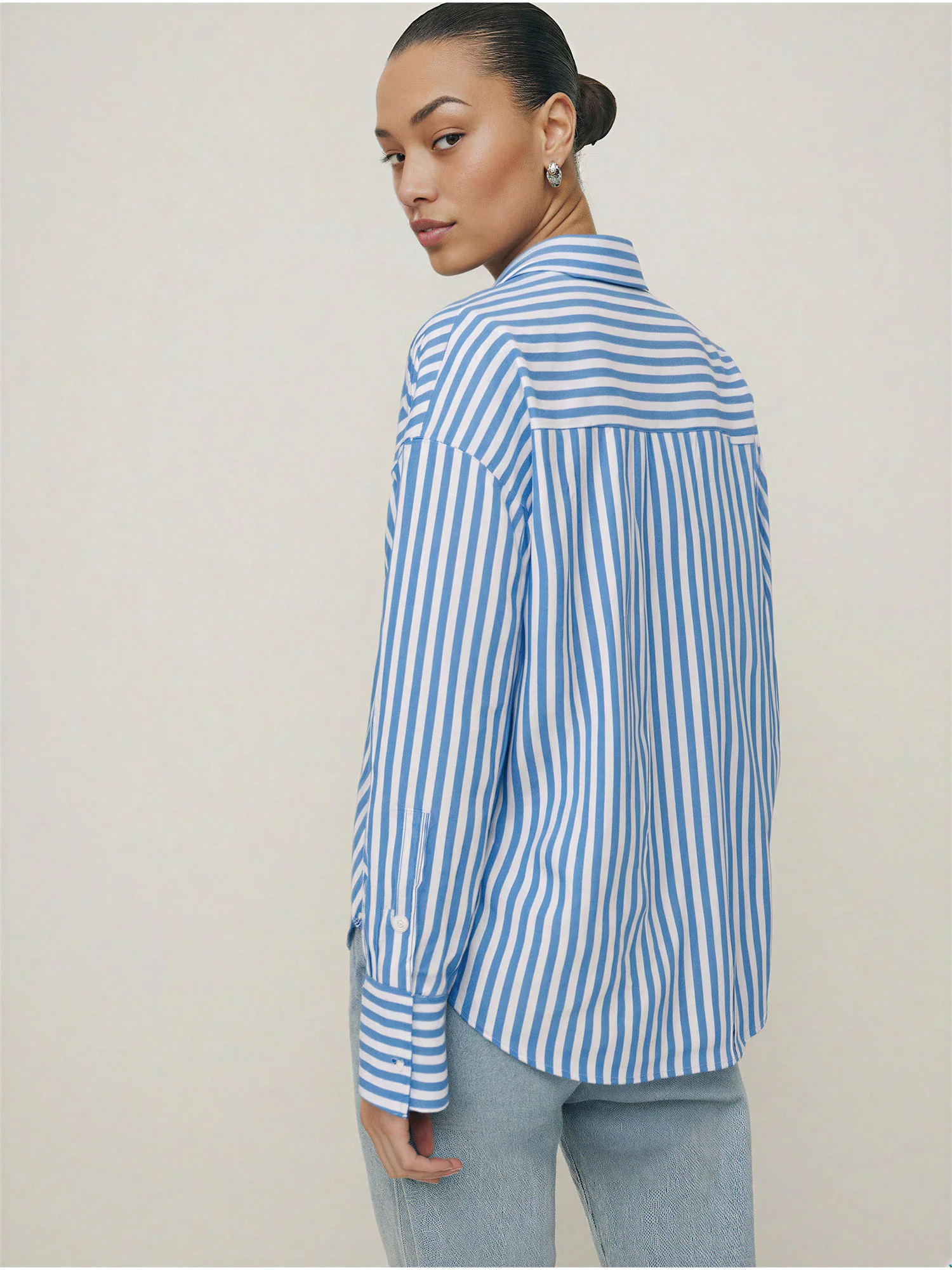 Stretch Cotton Striped Button Down Shirt - Image 11