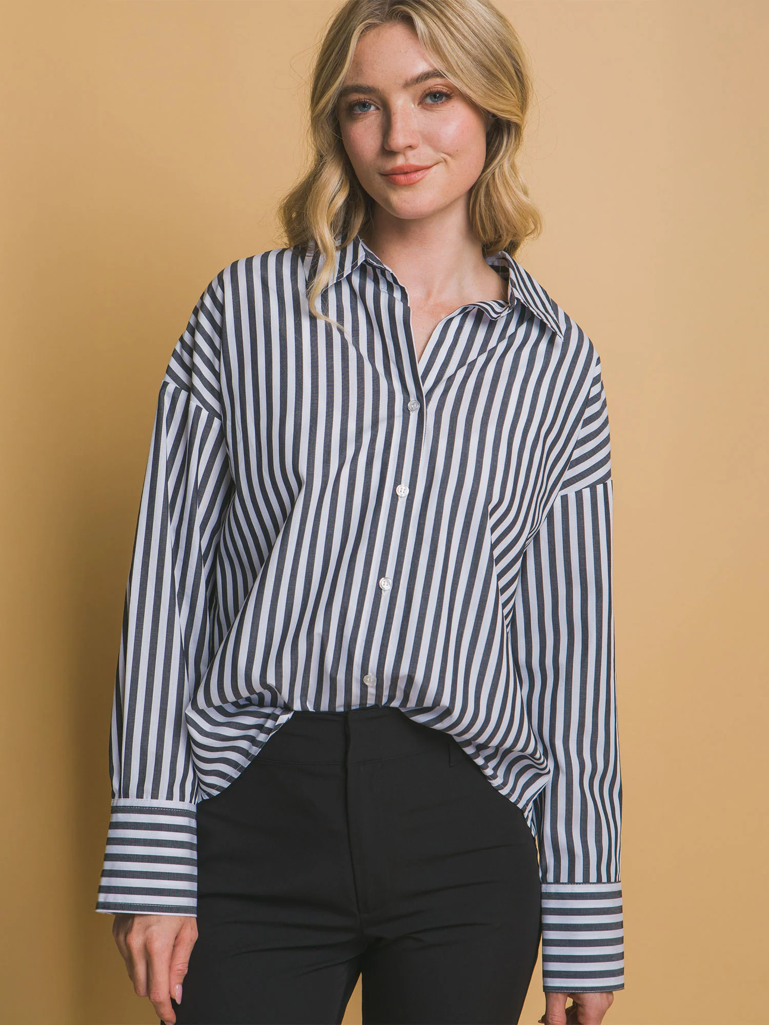 Stretch Cotton Striped Button Down Shirt - Image 17